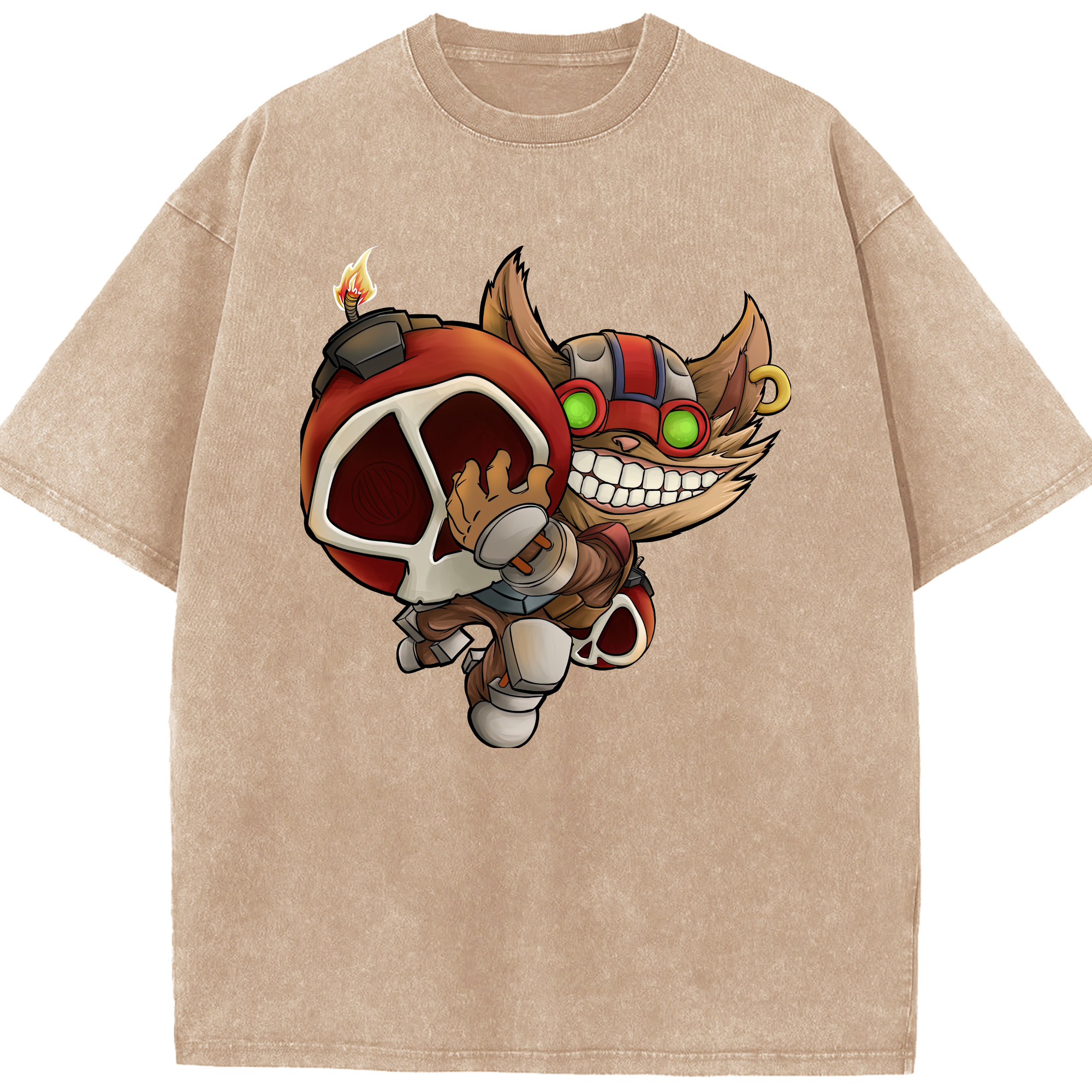 リーグ・オブ・レジェンド League of Legends LOL 綿100% ヴィンテージ風 半袖Tシャツ（フロントプリント）