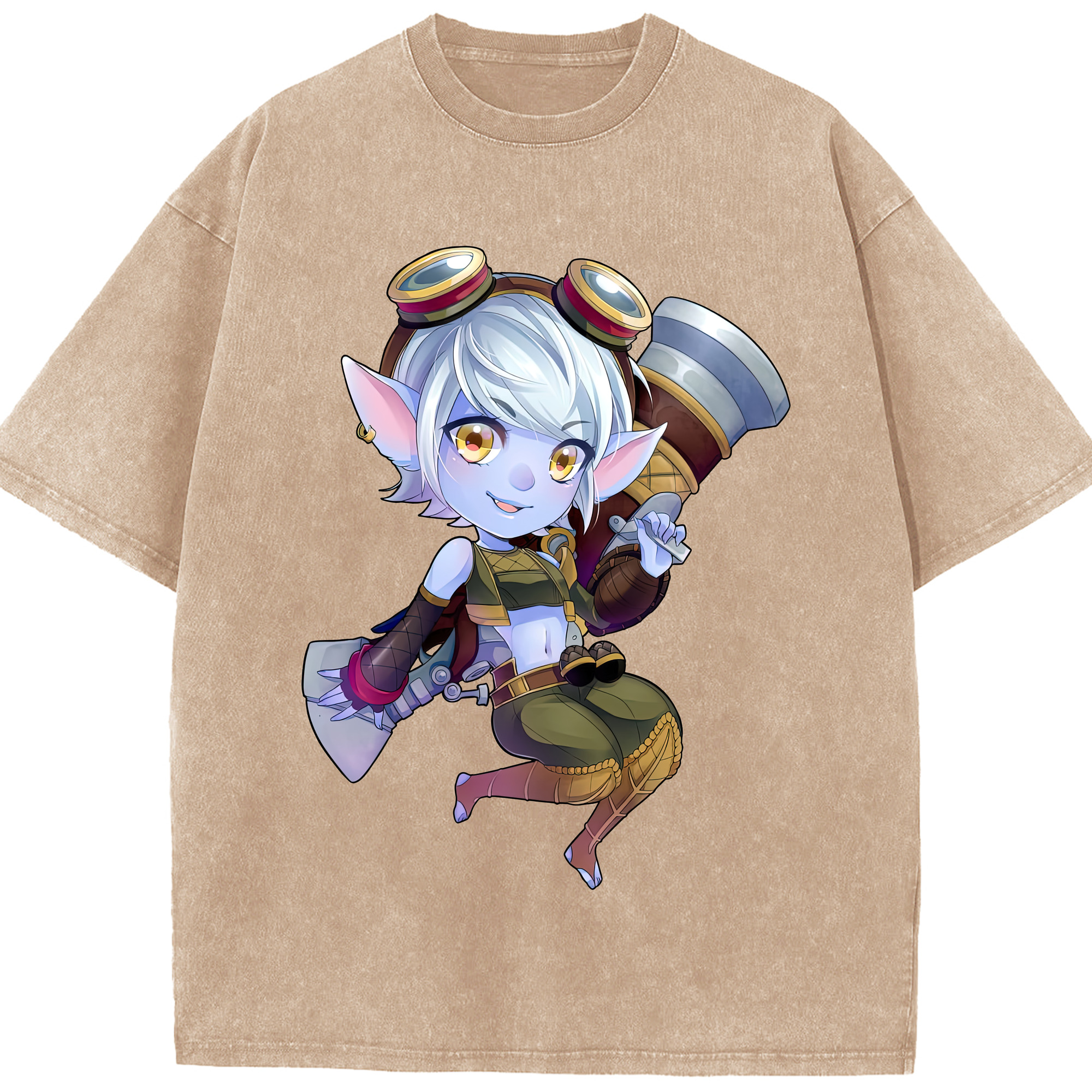 リーグ・オブ・レジェンド League of Legends LOL 綿100% ヴィンテージ風 半袖Tシャツ（フロントプリント）