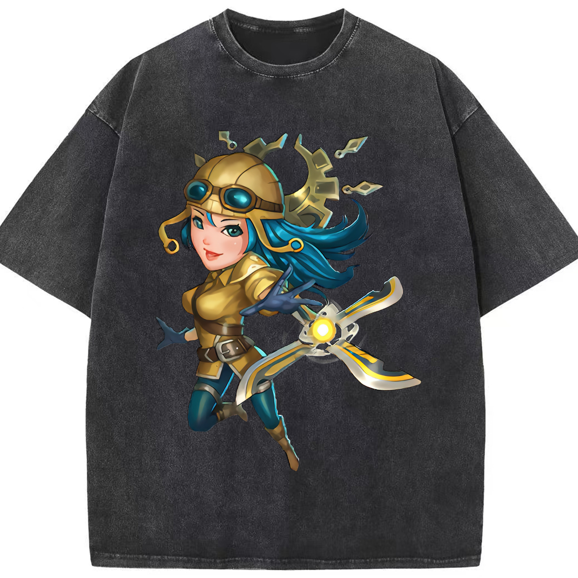 リーグ・オブ・レジェンド League of Legends LOL 綿100% ヴィンテージ風 半袖Tシャツ（フロントプリント）