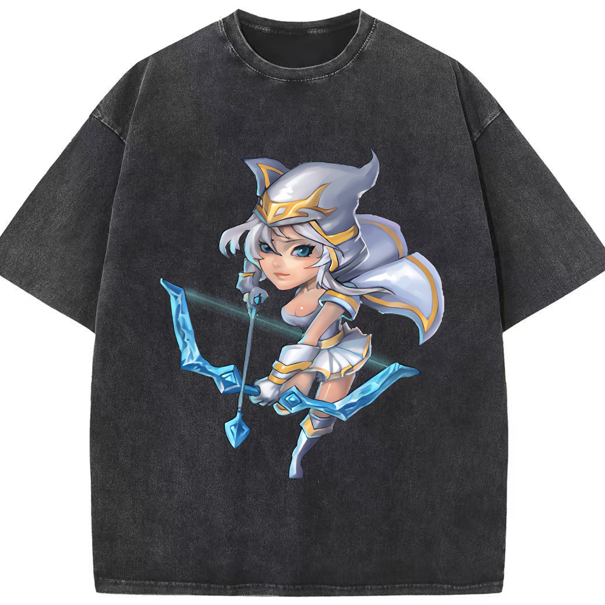 （画像用） リーグ・オブ・レジェンド League of Legends LOL 綿100% ヴィンテージ風 半袖Tシャツ（フロントプリント）