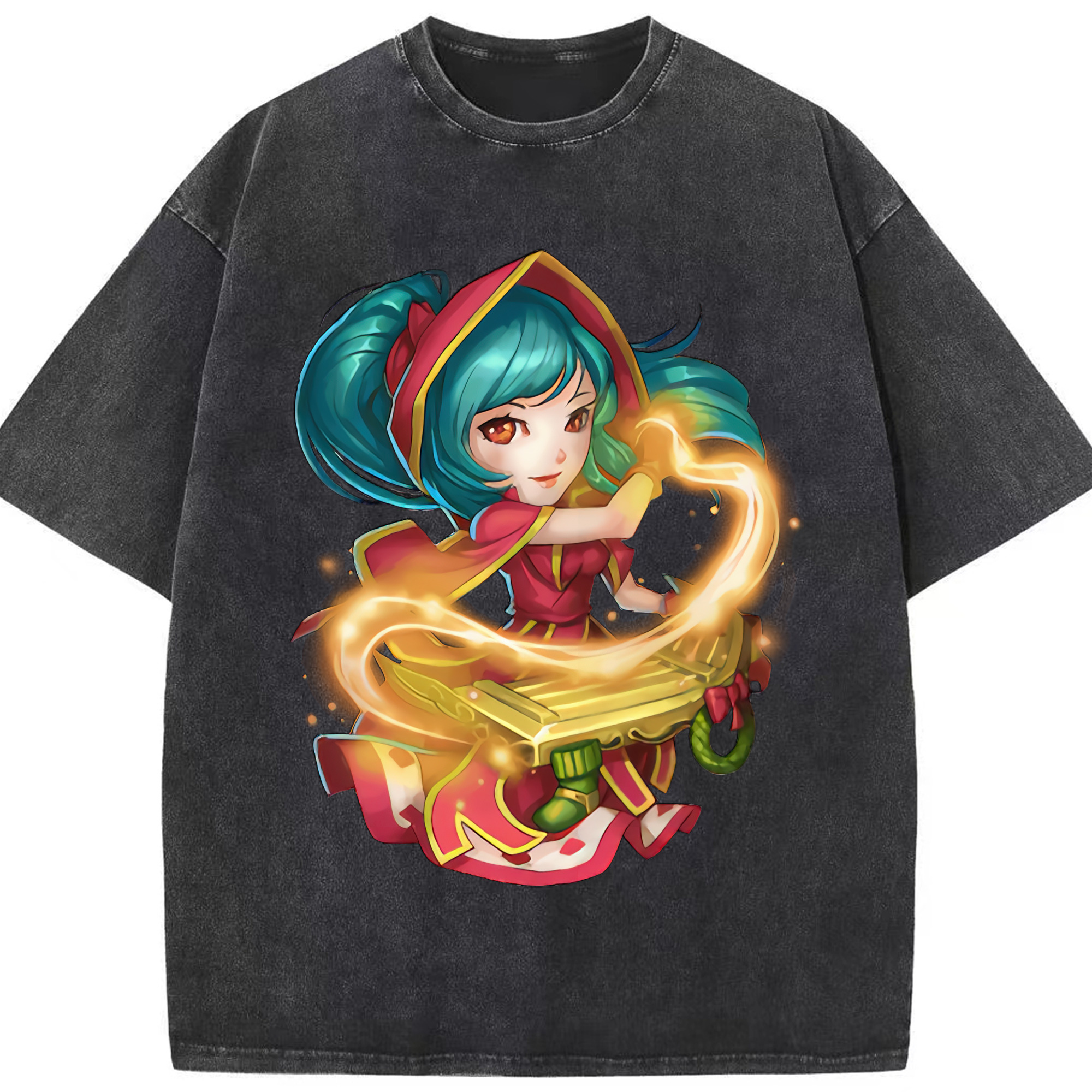 リーグ・オブ・レジェンド League of Legends LOL 綿100% ヴィンテージ風 半袖Tシャツ（フロントプリント）