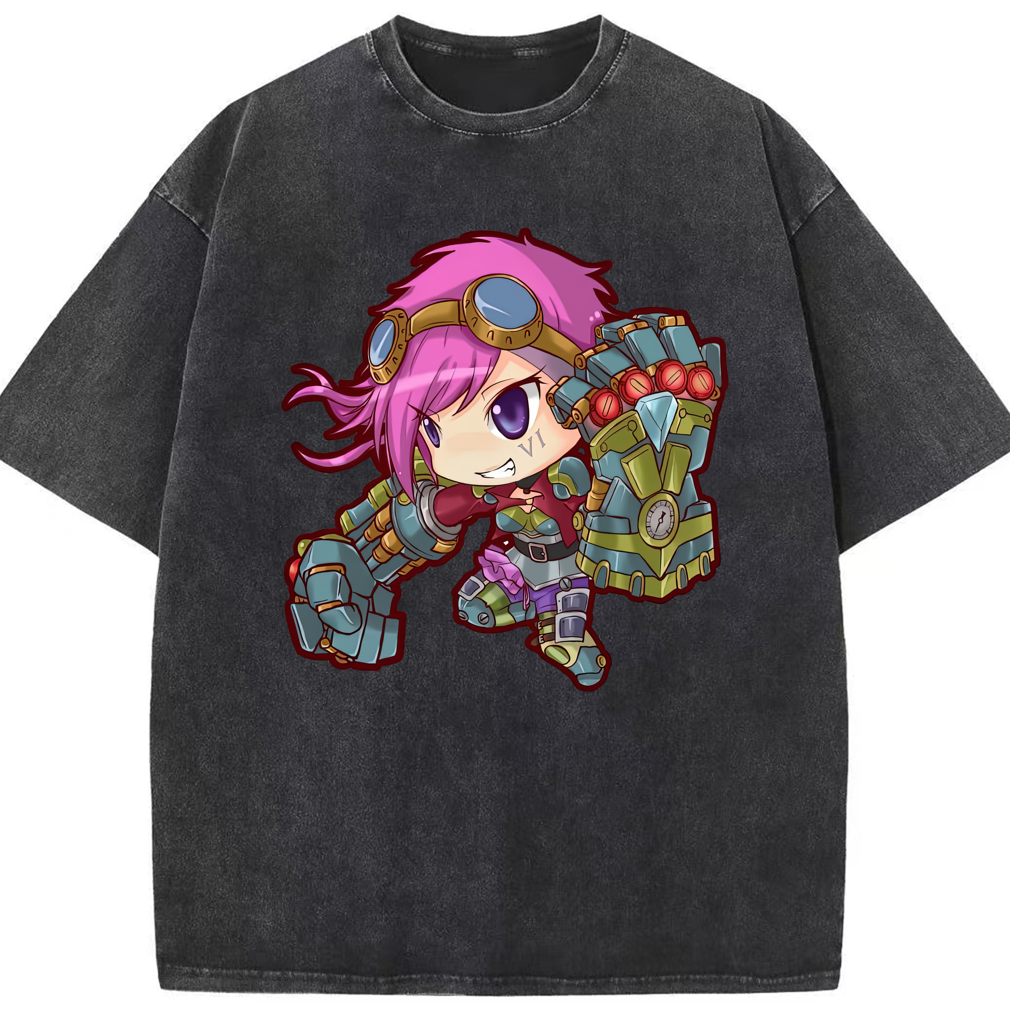 リーグ・オブ・レジェンド League of Legends LOL 綿100% ヴィンテージ風 半袖Tシャツ（フロントプリント）