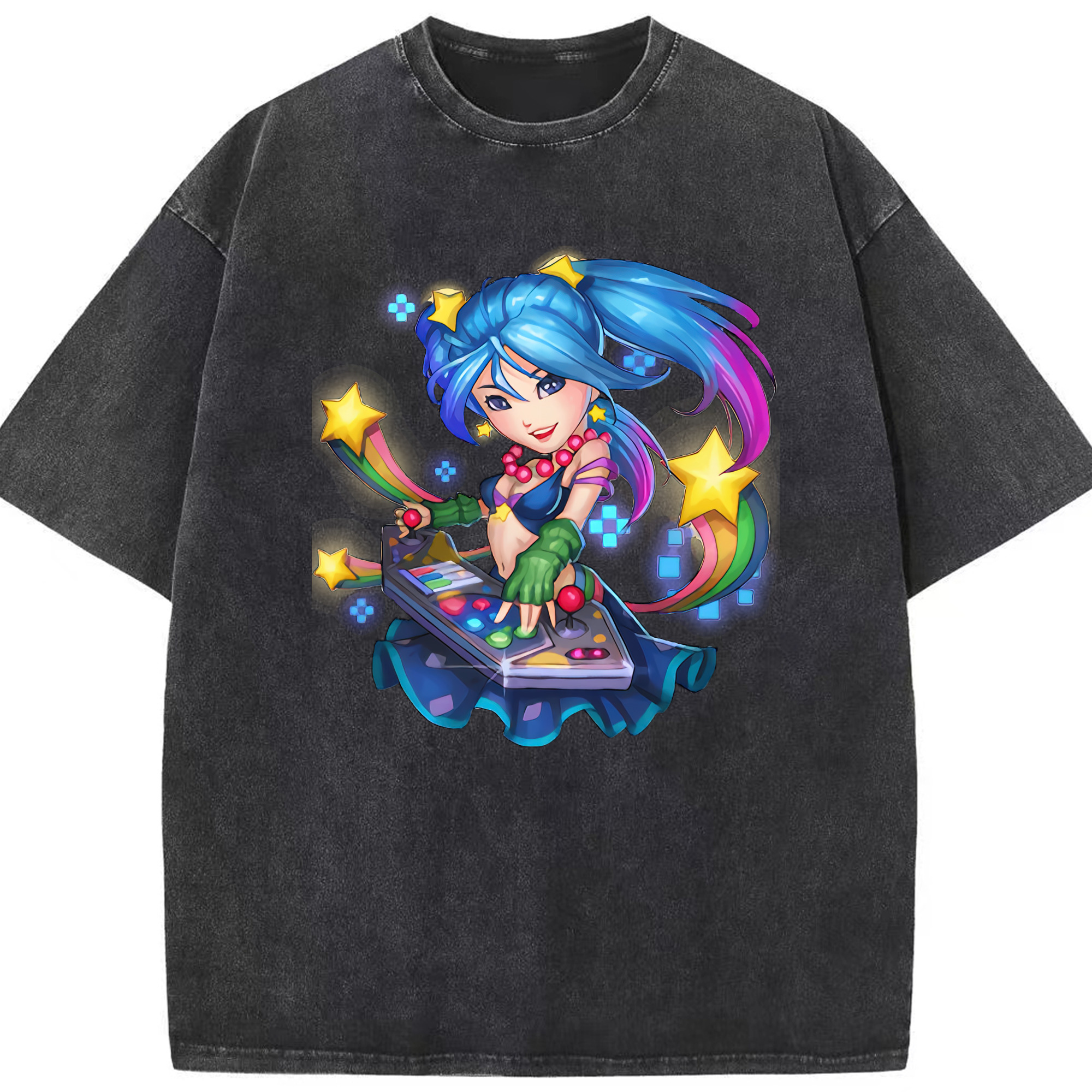 リーグ・オブ・レジェンド League of Legends LOL 綿100% ヴィンテージ風 半袖Tシャツ（フロントプリント）
