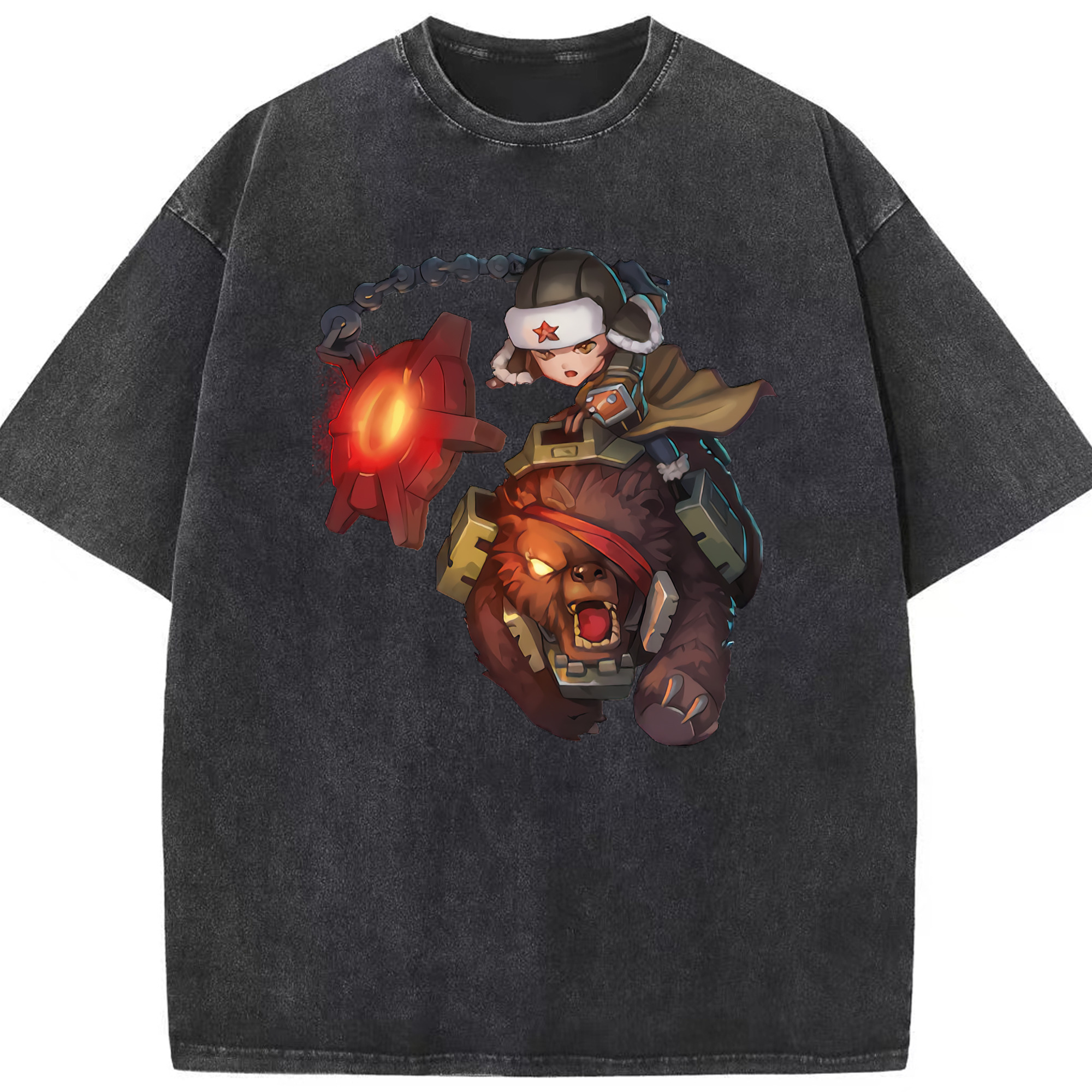 リーグ・オブ・レジェンド League of Legends LOL 綿100% ヴィンテージ風 半袖Tシャツ（フロントプリント）