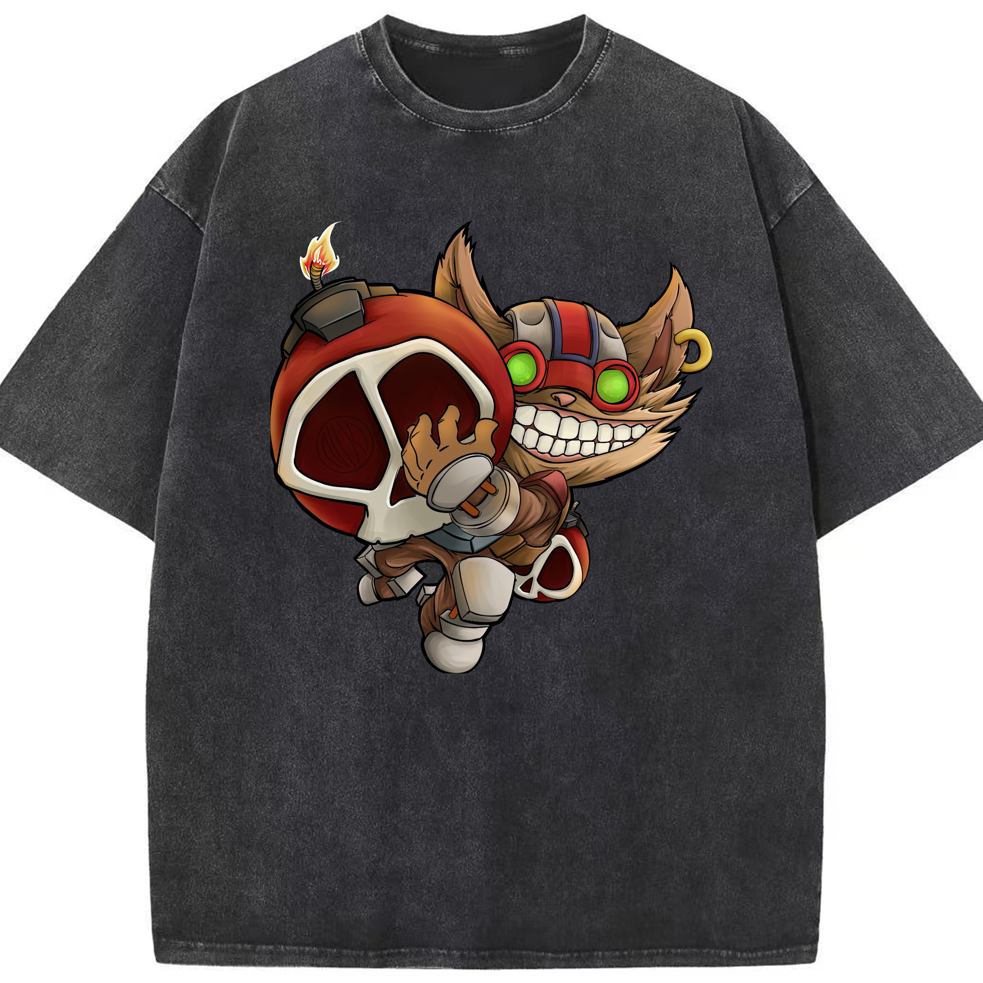 リーグ・オブ・レジェンド League of Legends LOL 綿100% ヴィンテージ風 半袖Tシャツ（フロントプリント）