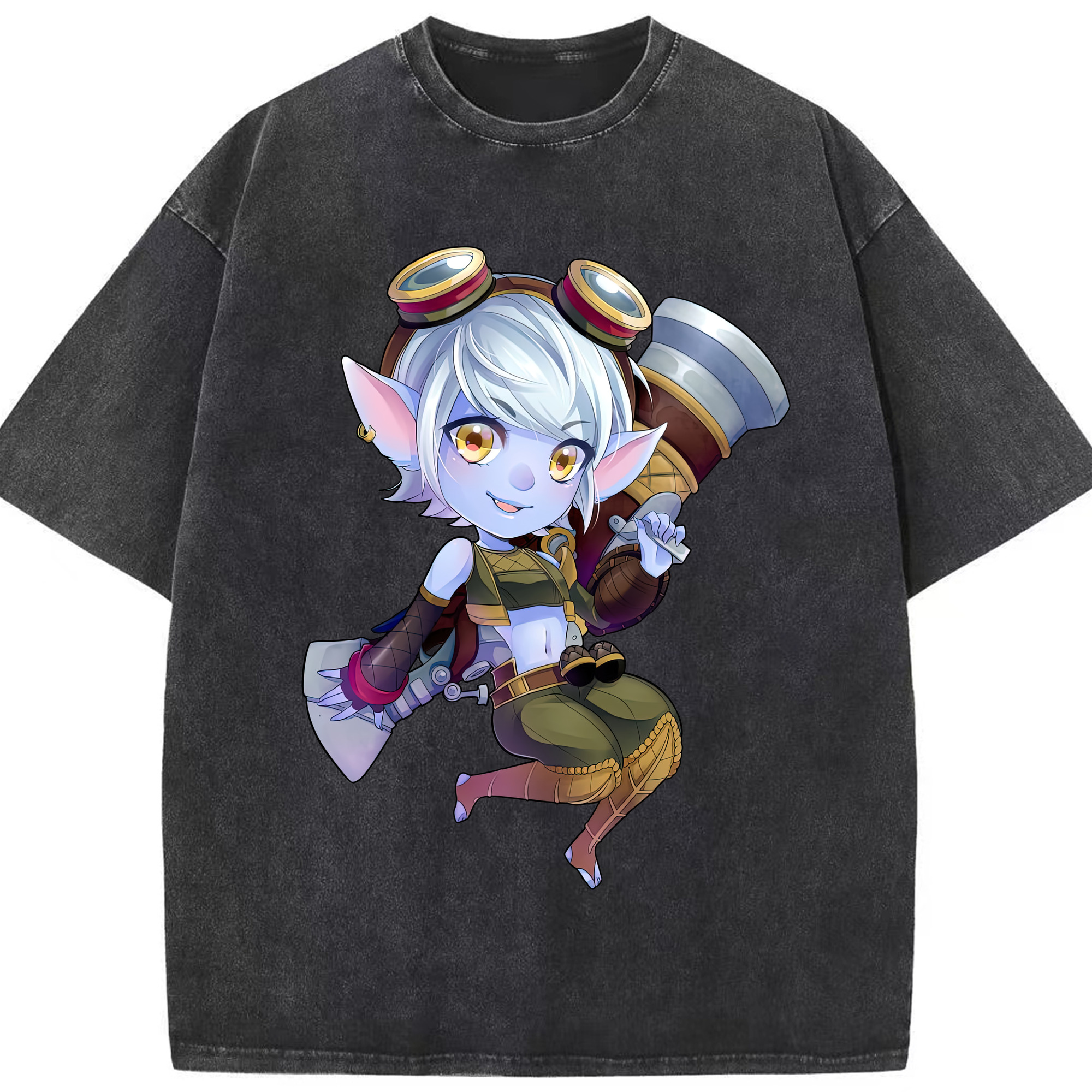リーグ・オブ・レジェンド League of Legends LOL 綿100% ヴィンテージ風 半袖Tシャツ（フロントプリント）