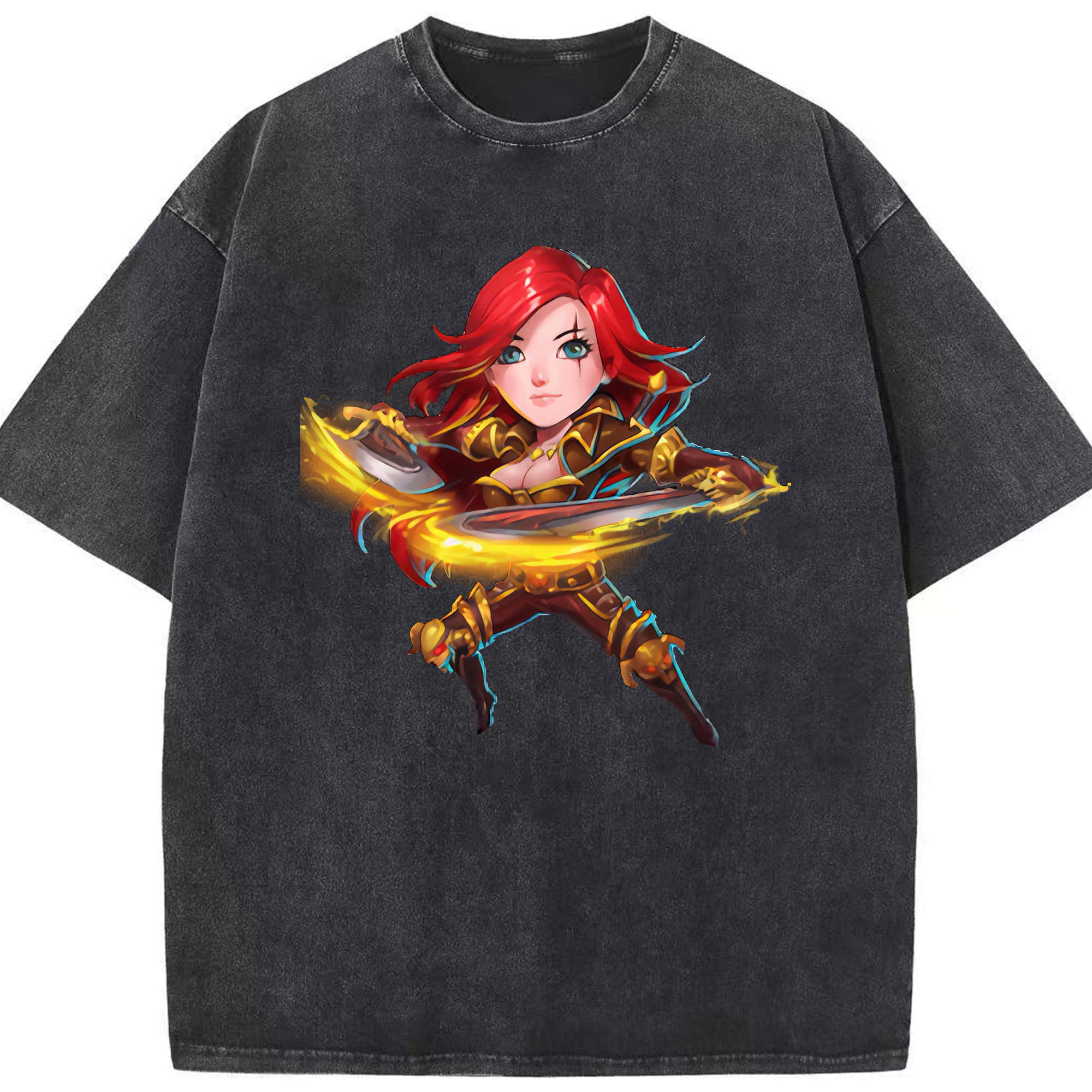 リーグ・オブ・レジェンド League of Legends LOL 綿100% ヴィンテージ風 半袖Tシャツ（フロントプリント）
