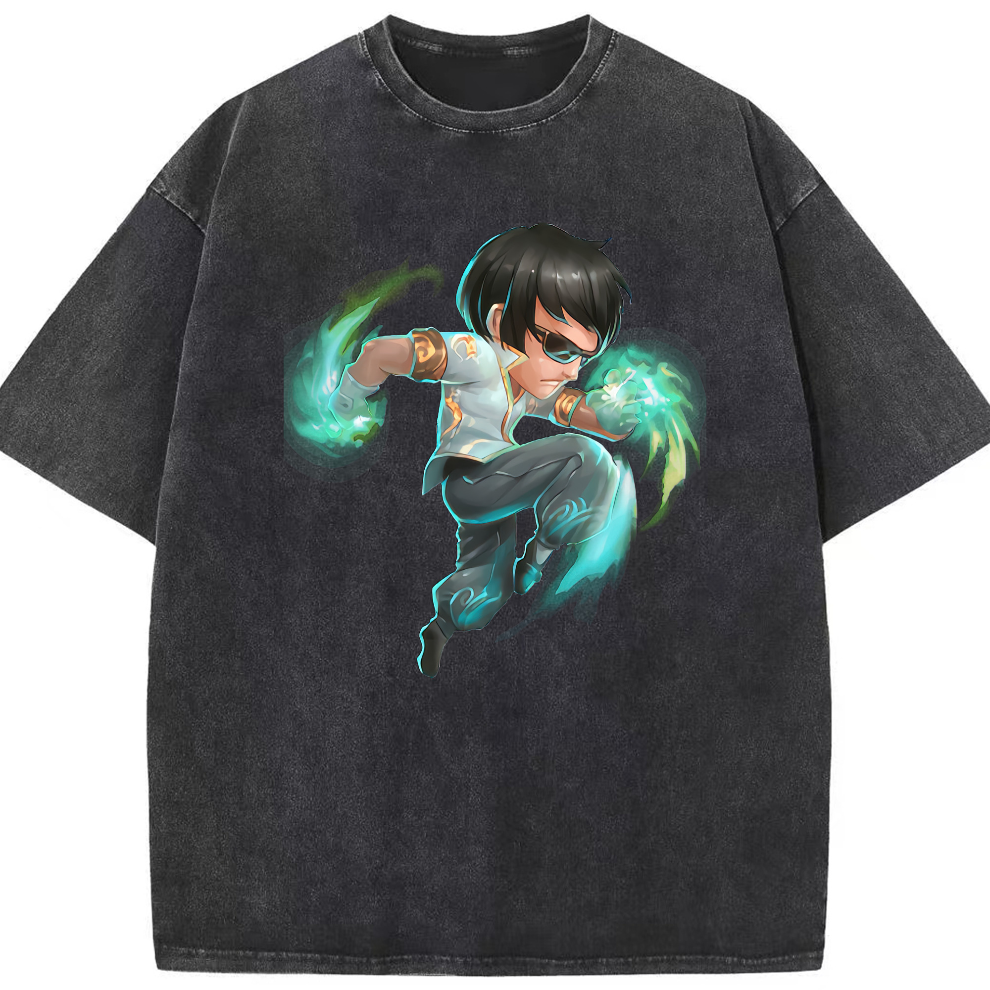 リーグ・オブ・レジェンド League of Legends LOL 綿100% ヴィンテージ風 半袖Tシャツ（フロントプリント）