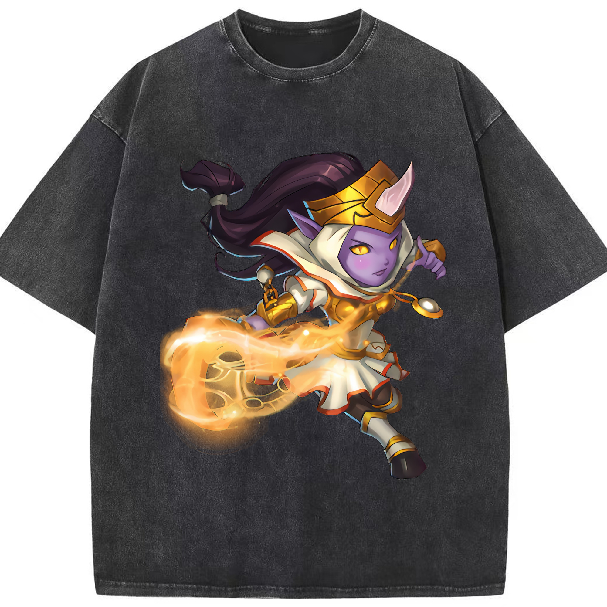 リーグ・オブ・レジェンド League of Legends LOL 綿100% ヴィンテージ風 半袖Tシャツ（フロントプリント）