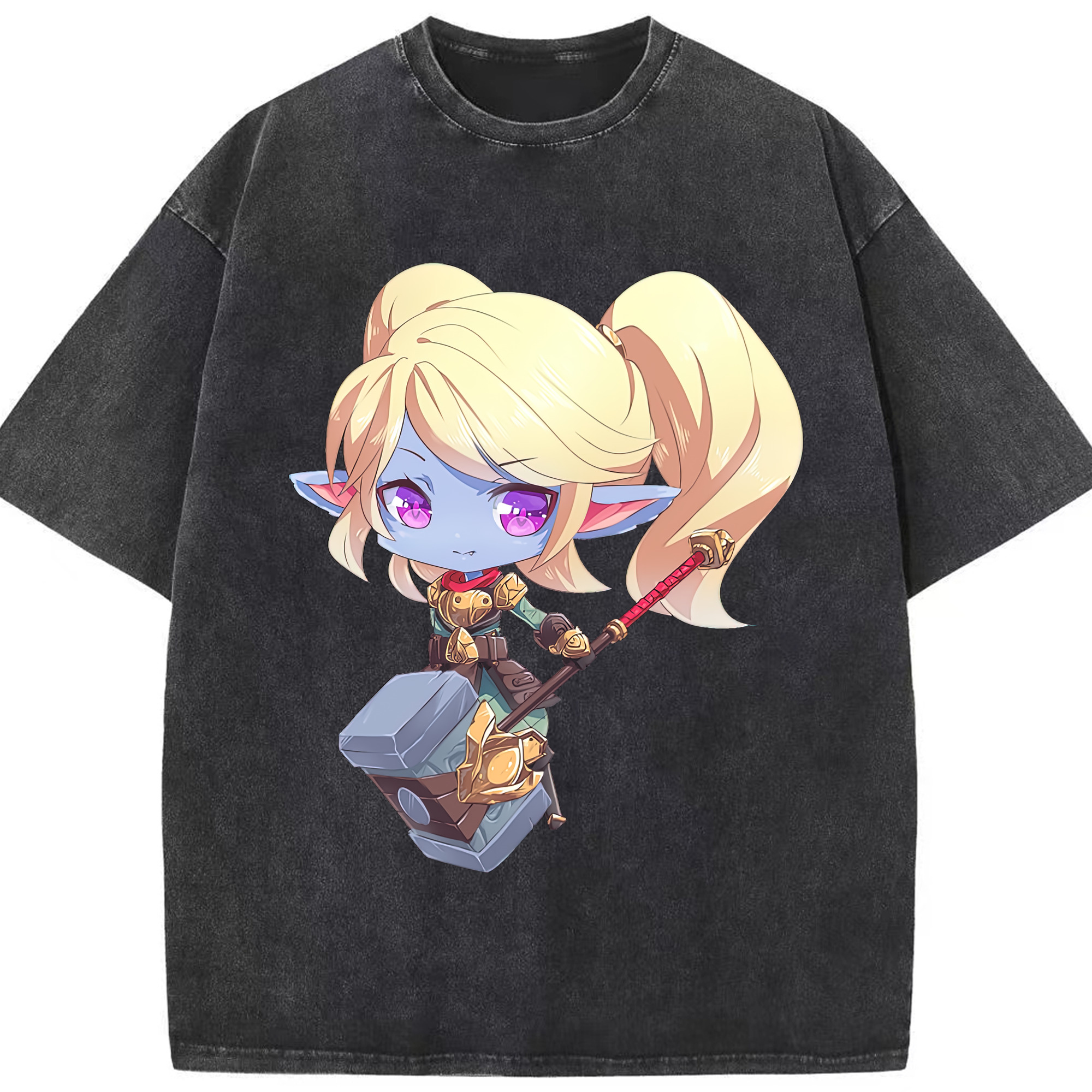 リーグ・オブ・レジェンド League of Legends LOL 綿100% ヴィンテージ風 半袖Tシャツ（フロントプリント）