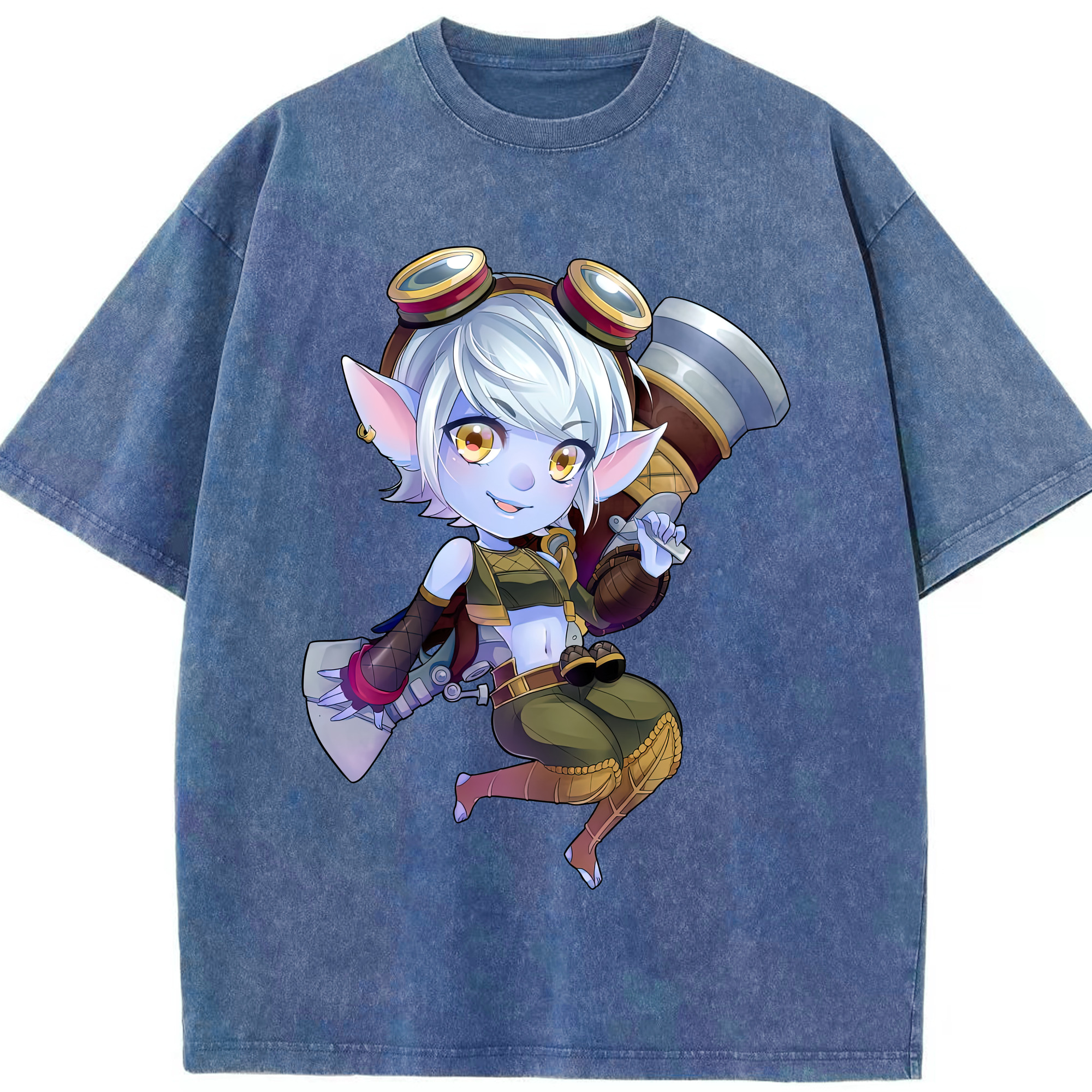 リーグ・オブ・レジェンド League of Legends LOL 綿100% ヴィンテージ風 半袖Tシャツ（フロントプリント）