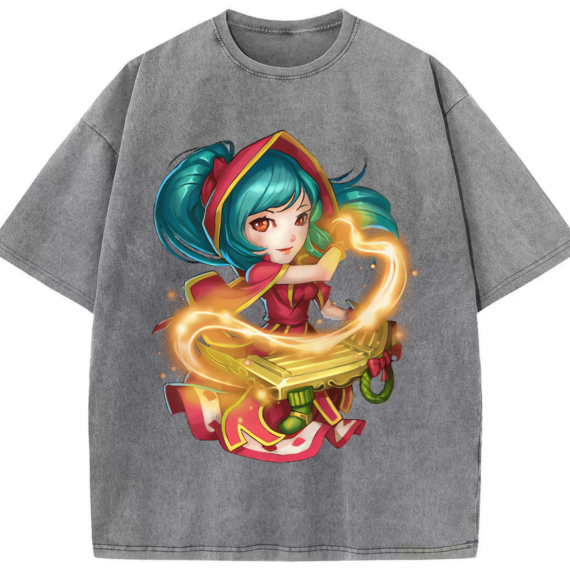 リーグ・オブ・レジェンド League of Legends LOL 綿100% ヴィンテージ風 半袖Tシャツ（フロントプリント）