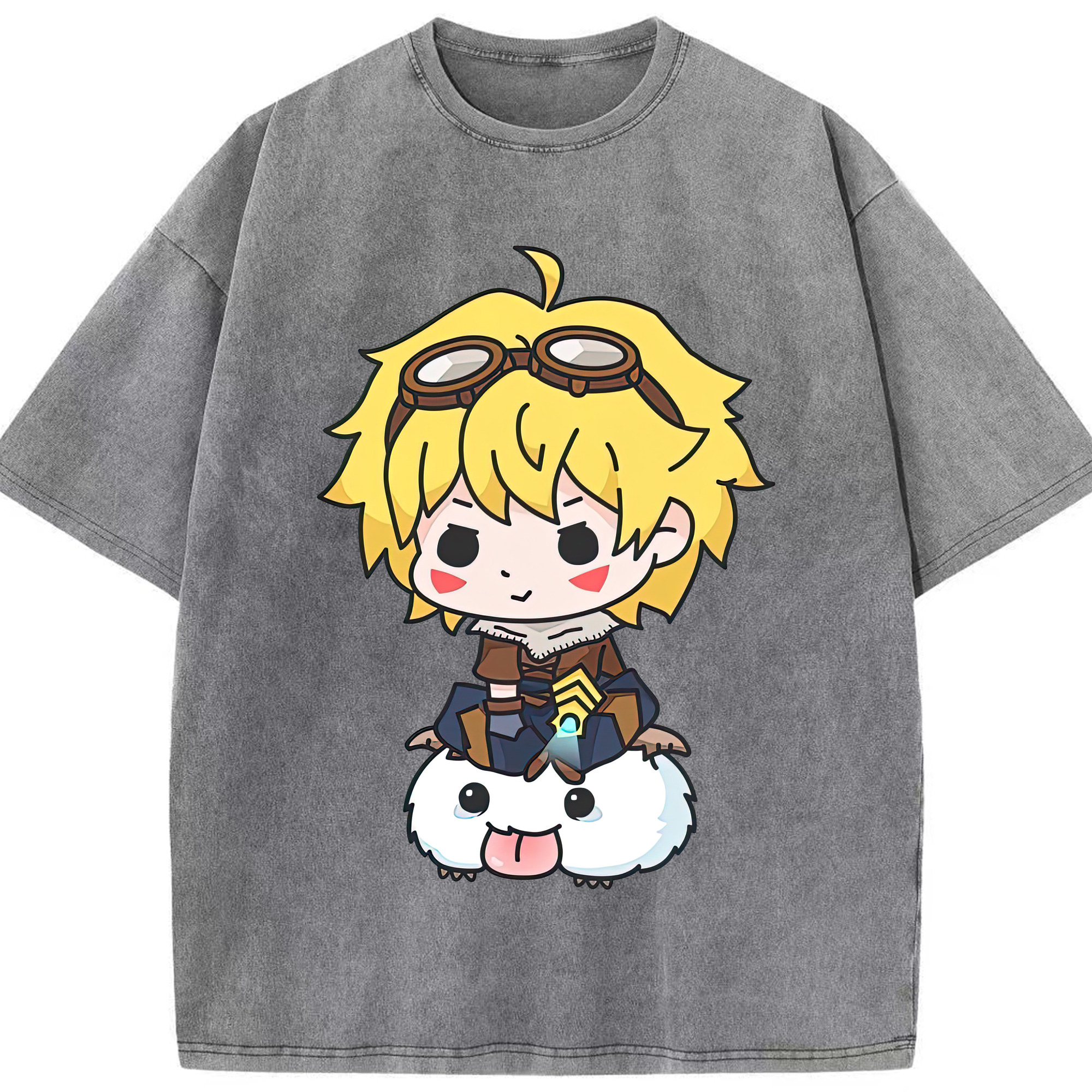 リーグ・オブ・レジェンド League of Legends LOL 綿100% ヴィンテージ風 半袖Tシャツ（フロントプリント）