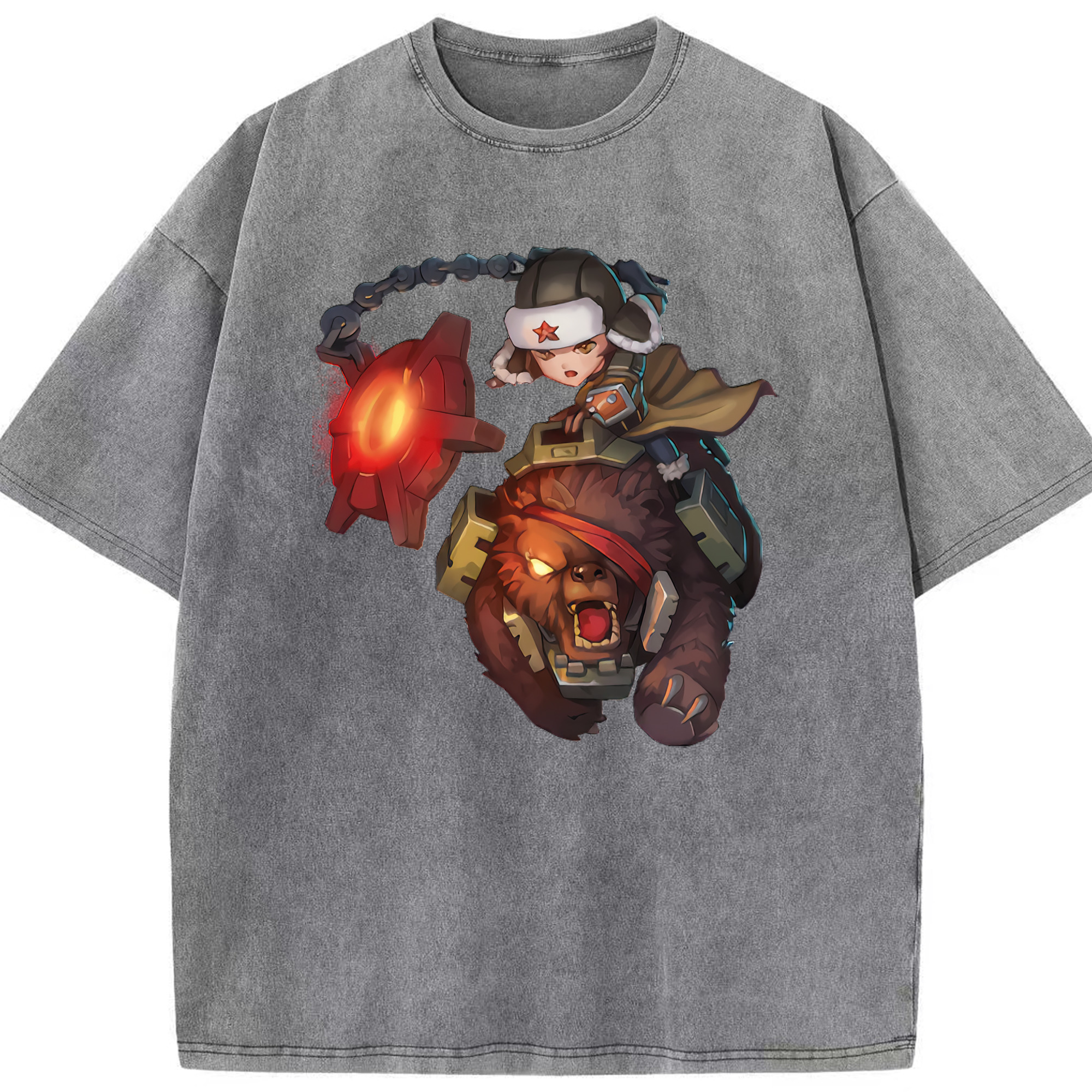 リーグ・オブ・レジェンド League of Legends LOL 綿100% ヴィンテージ風 半袖Tシャツ（フロントプリント）