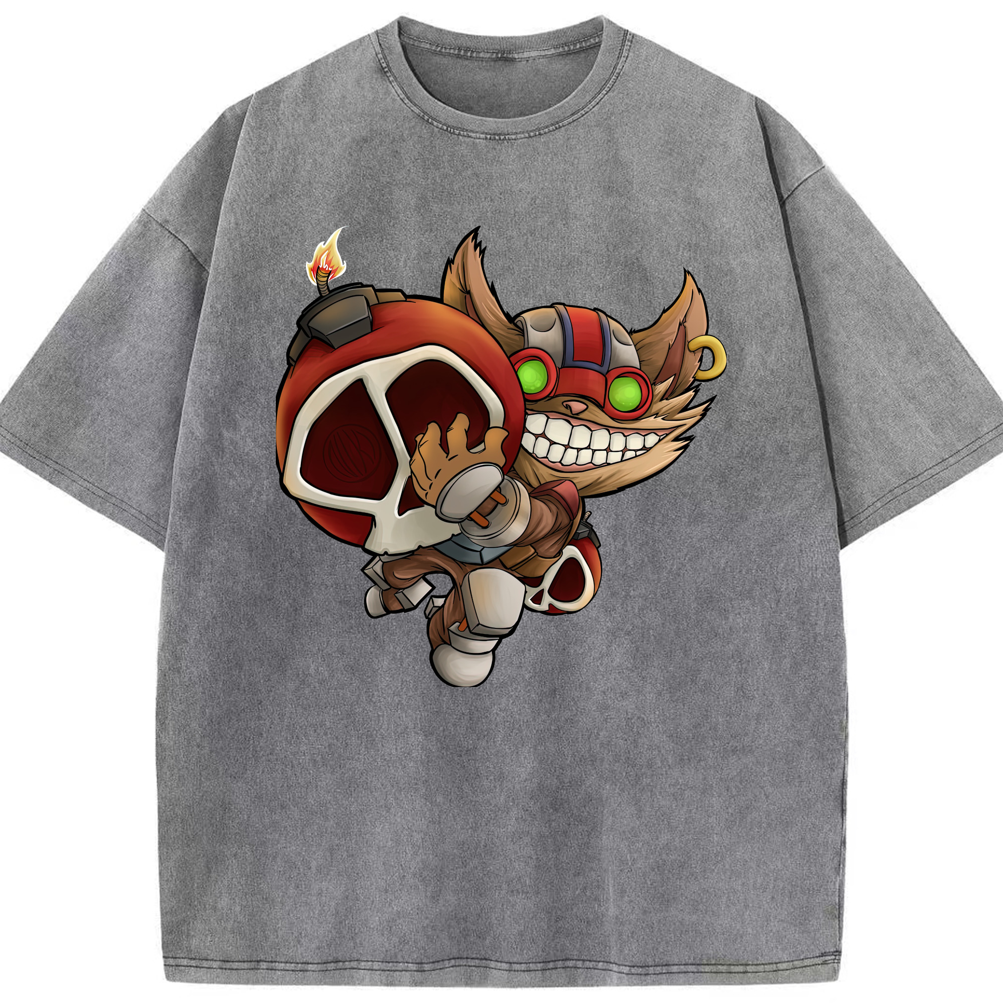 リーグ・オブ・レジェンド League of Legends LOL 綿100% ヴィンテージ風 半袖Tシャツ（フロントプリント）