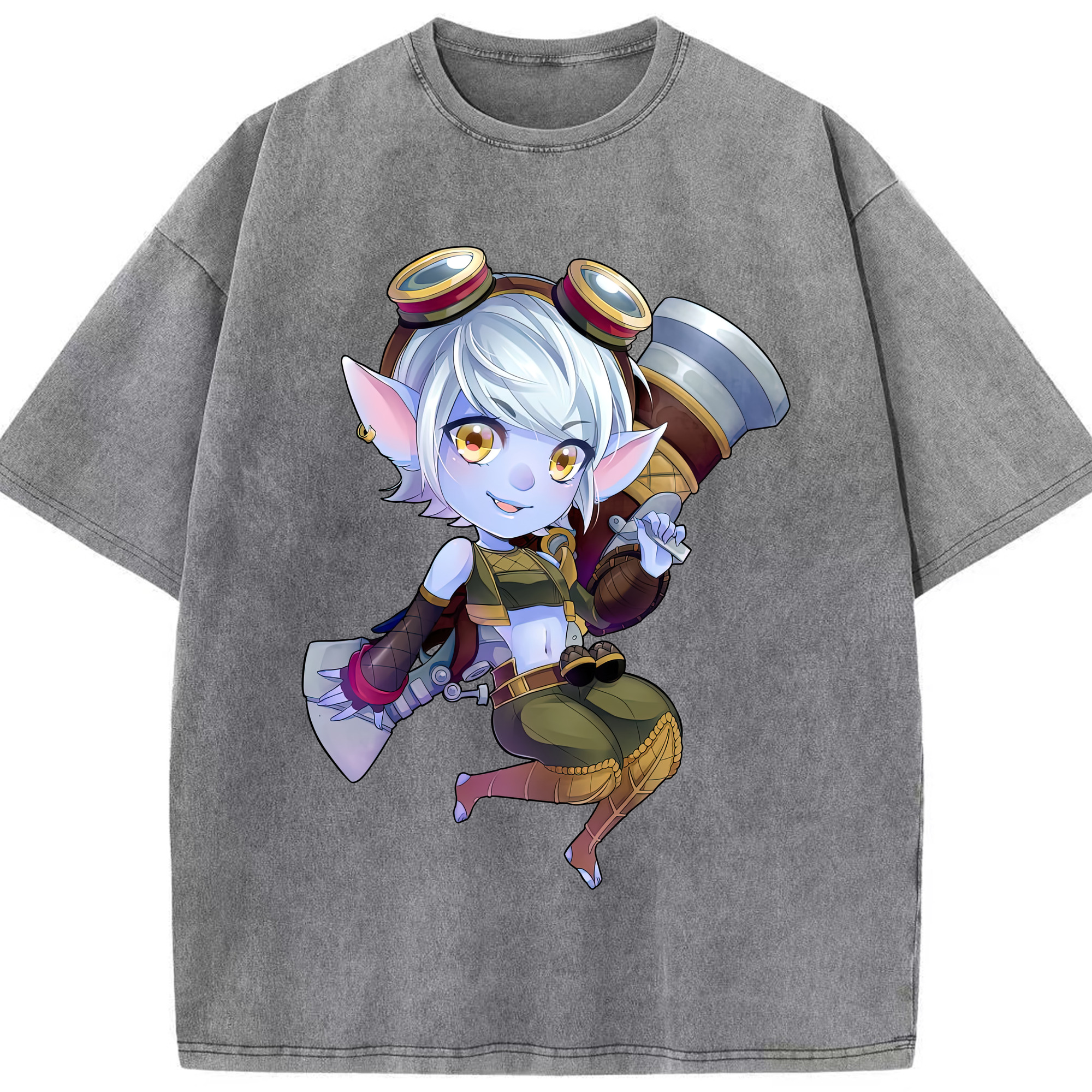 リーグ・オブ・レジェンド League of Legends LOL 綿100% ヴィンテージ風 半袖Tシャツ（フロントプリント）