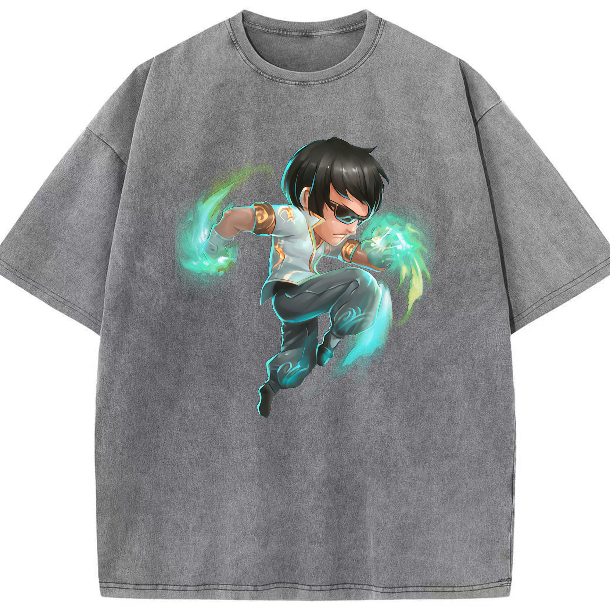 リーグ・オブ・レジェンド League of Legends LOL 綿100% ヴィンテージ風 半袖Tシャツ（フロントプリント）