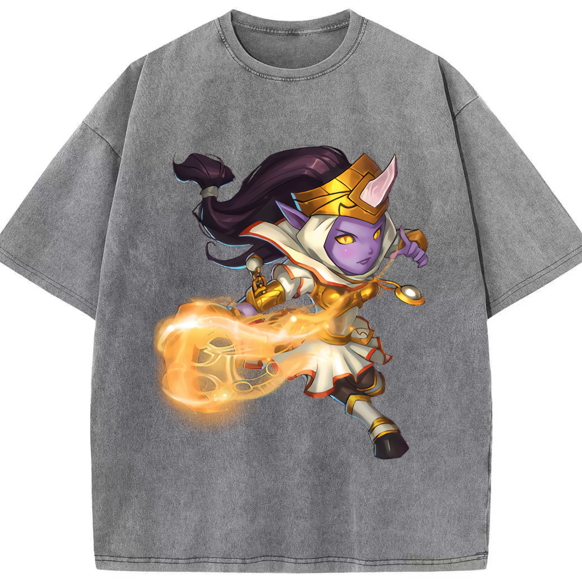 リーグ・オブ・レジェンド League of Legends LOL 綿100% ヴィンテージ風 半袖Tシャツ（フロントプリント）