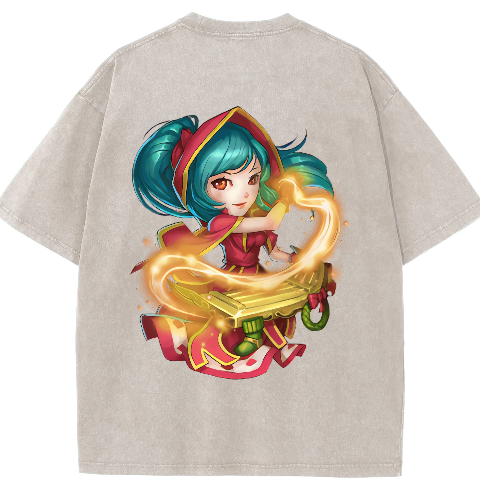 リーグ・オブ・レジェンド League of Legends LOL 綿100% ヴィンテージ風 半袖Tシャツ（背面プリント）