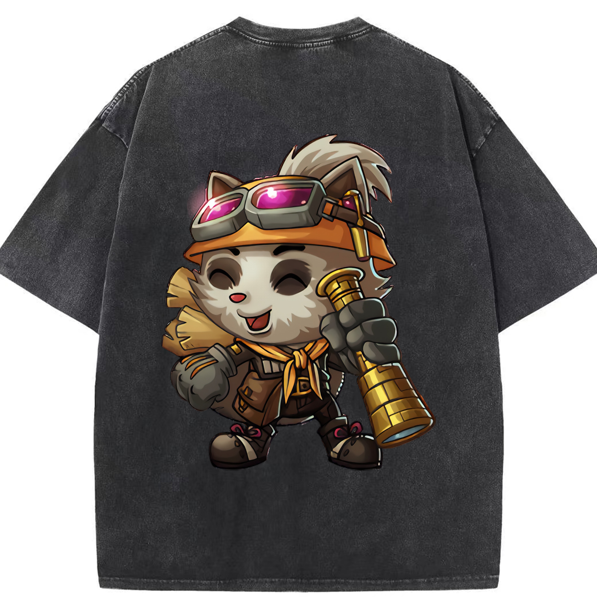 リーグ・オブ・レジェンド League of Legends LOL 綿100% ヴィンテージ風 半袖Tシャツ（背面プリント）