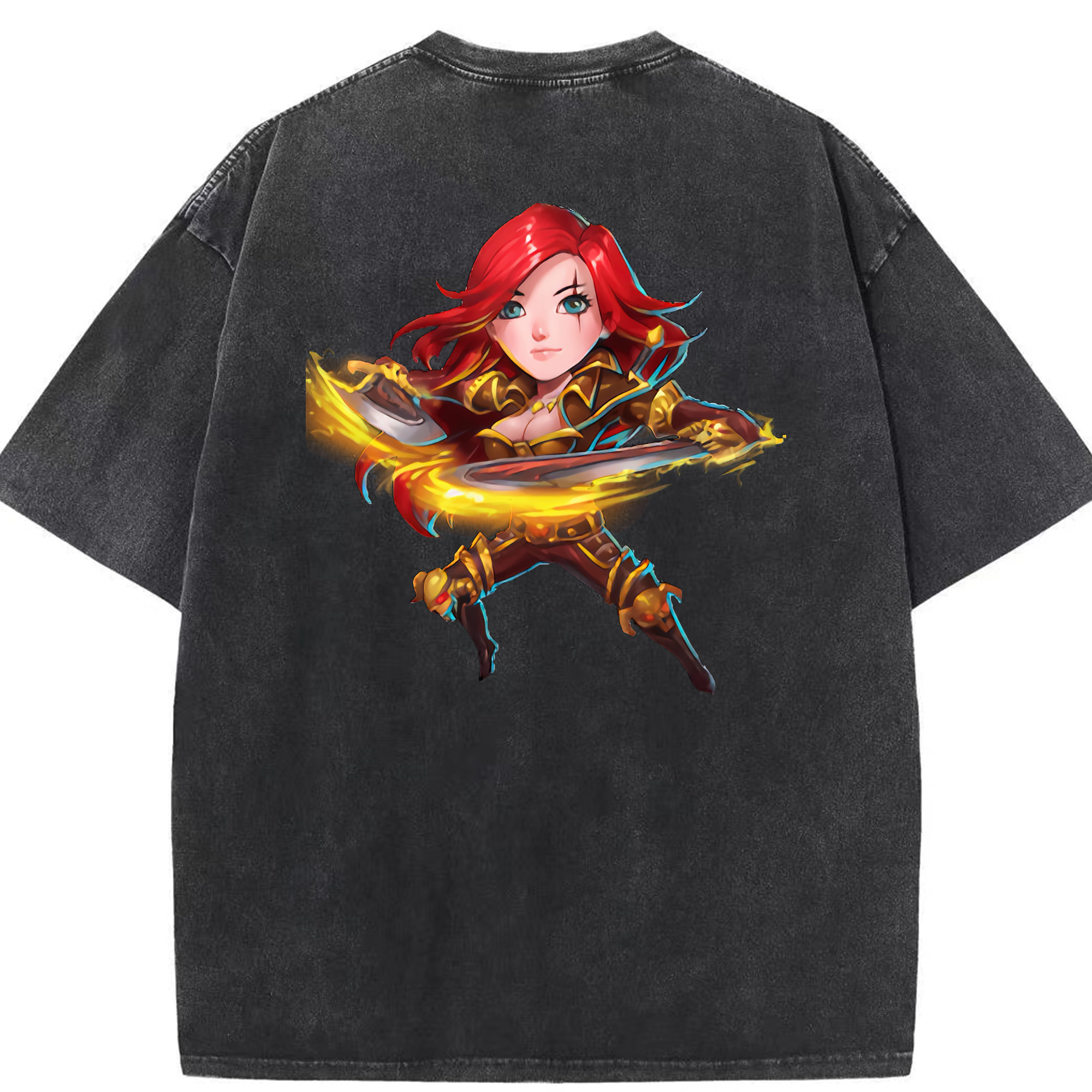 （画像用） リーグ・オブ・レジェンド League of Legends LOL 綿100% ヴィンテージ風 半袖Tシャツ（背面プリント）