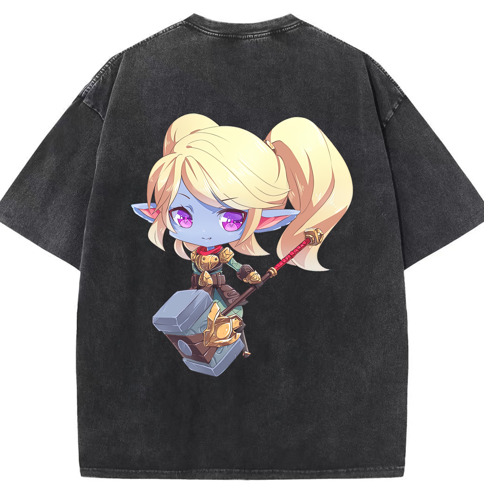 リーグ・オブ・レジェンド League of Legends LOL 綿100% ヴィンテージ風 半袖Tシャツ（背面プリント）