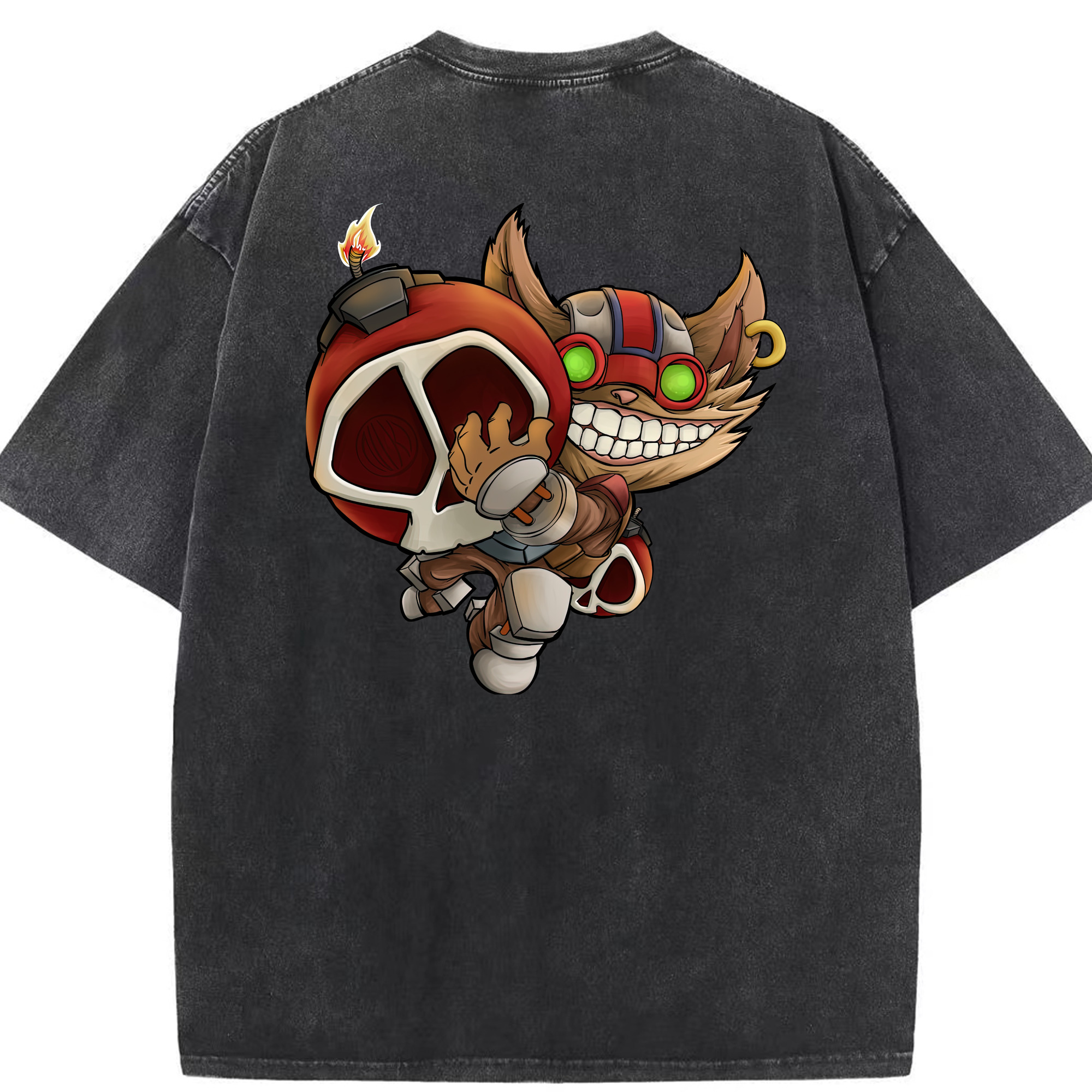 リーグ・オブ・レジェンド League of Legends LOL 綿100% ヴィンテージ風 半袖Tシャツ（背面プリント）