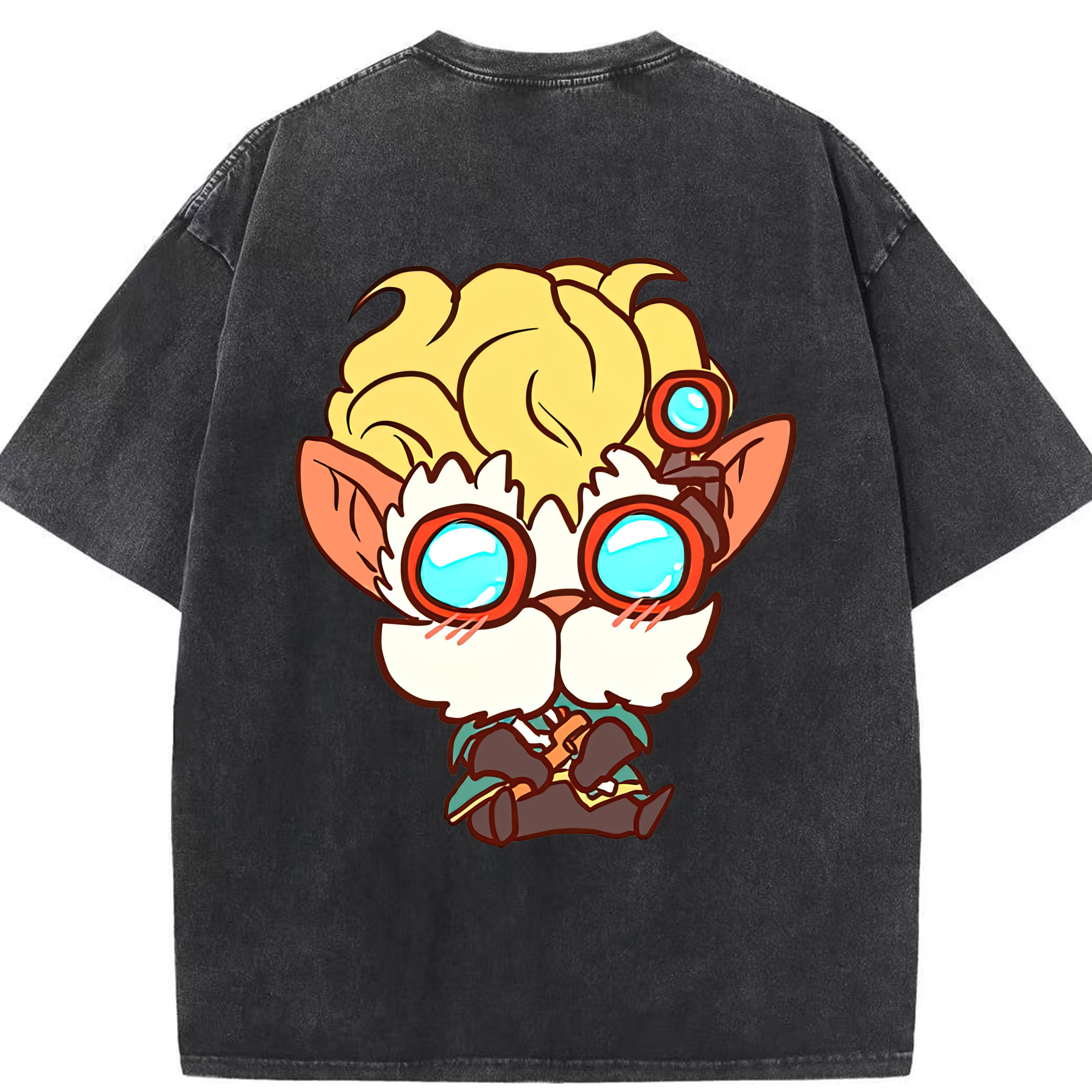 リーグ・オブ・レジェンド League of Legends LOL 綿100% ヴィンテージ風 半袖Tシャツ（背面プリント）