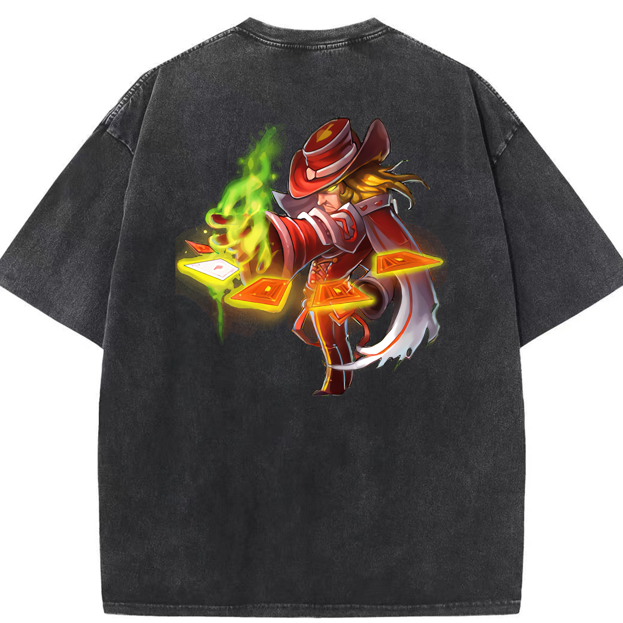 リーグ・オブ・レジェンド League of Legends LOL 綿100% ヴィンテージ風 半袖Tシャツ（背面プリント）