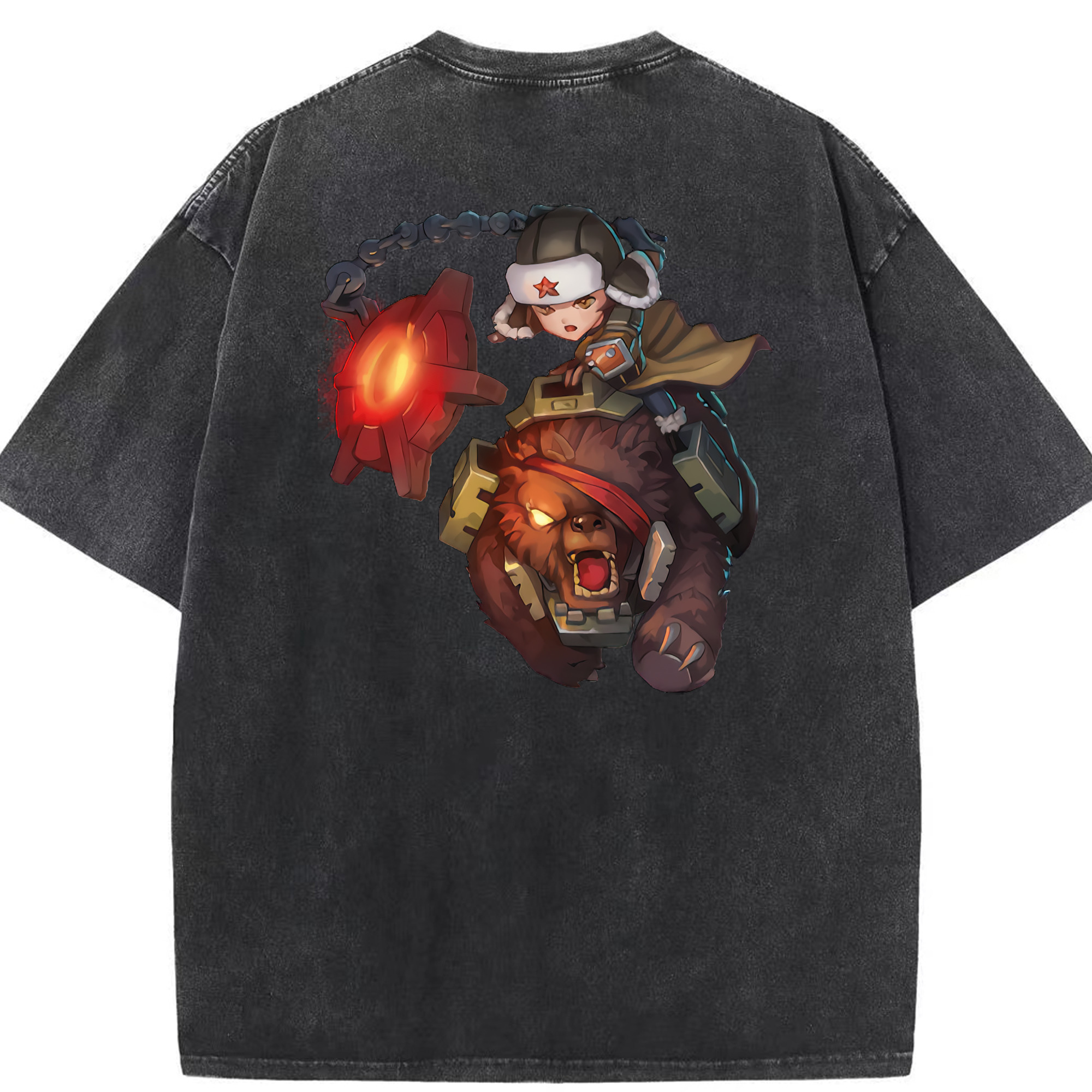 リーグ・オブ・レジェンド League of Legends LOL 綿100% ヴィンテージ風 半袖Tシャツ（背面プリント）