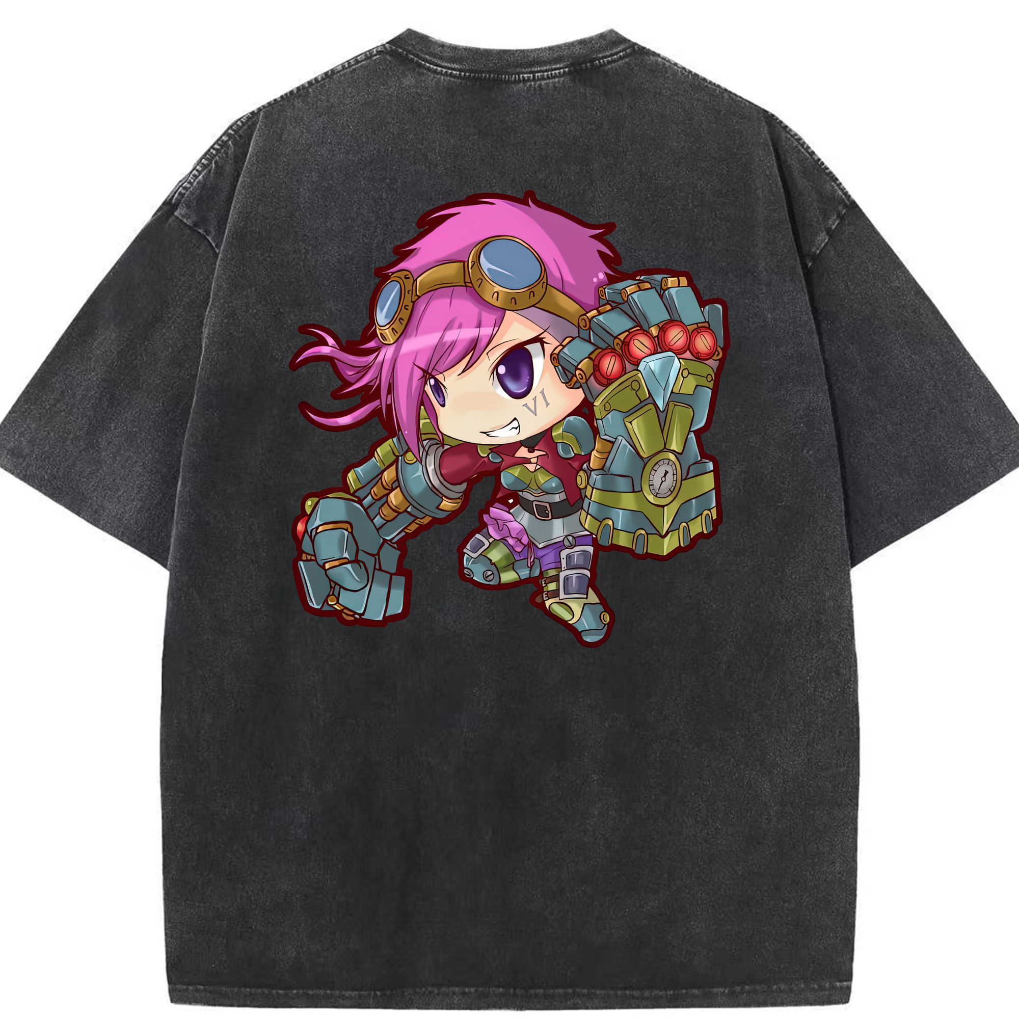 リーグ・オブ・レジェンド League of Legends LOL 綿100% ヴィンテージ風 半袖Tシャツ（背面プリント）