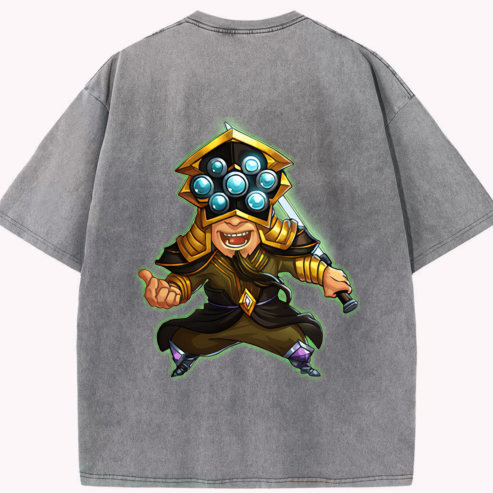 リーグ・オブ・レジェンド League of Legends LOL 綿100% ヴィンテージ風 半袖Tシャツ（背面プリント）