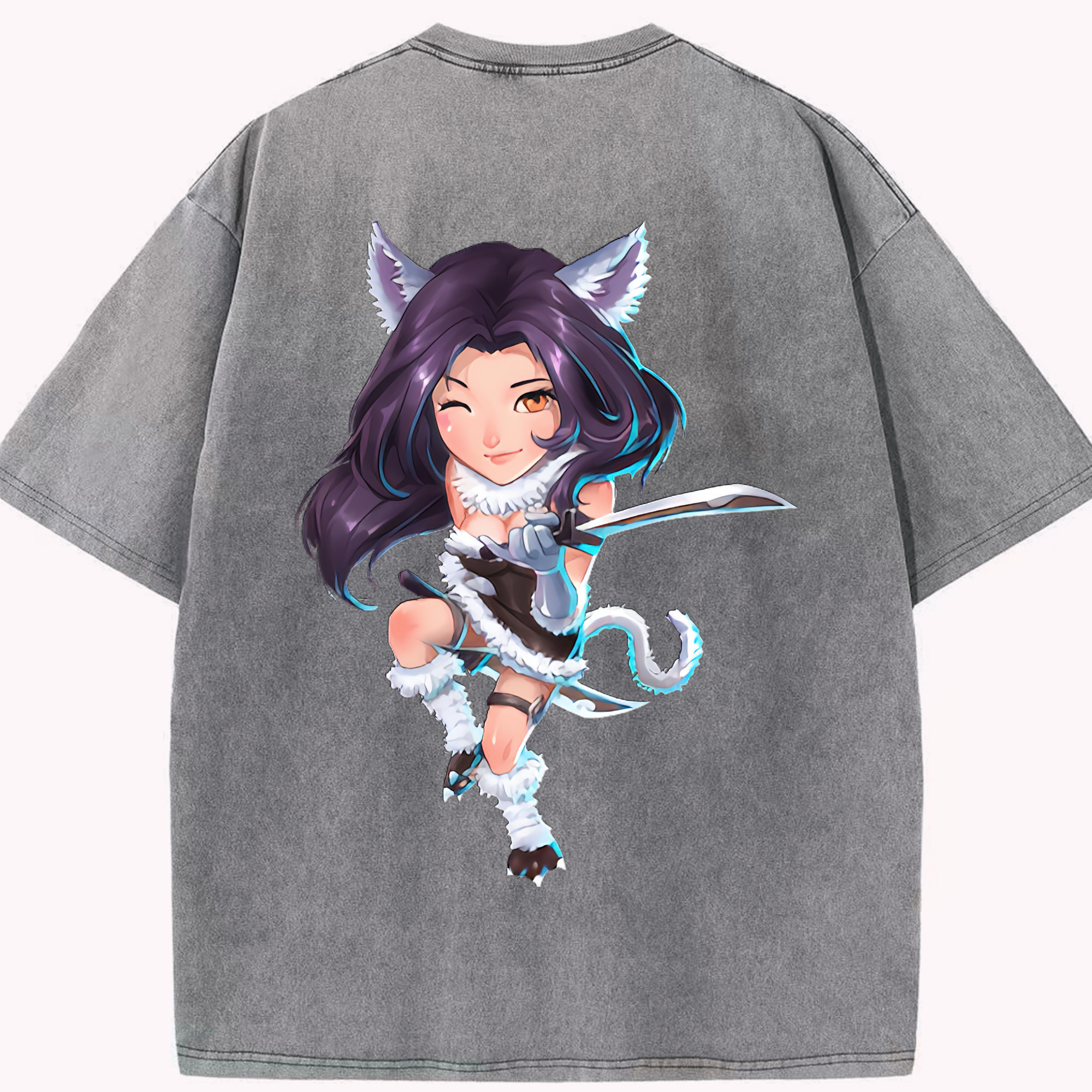 リーグ・オブ・レジェンド League of Legends LOL 綿100% ヴィンテージ風 半袖Tシャツ（背面プリント）