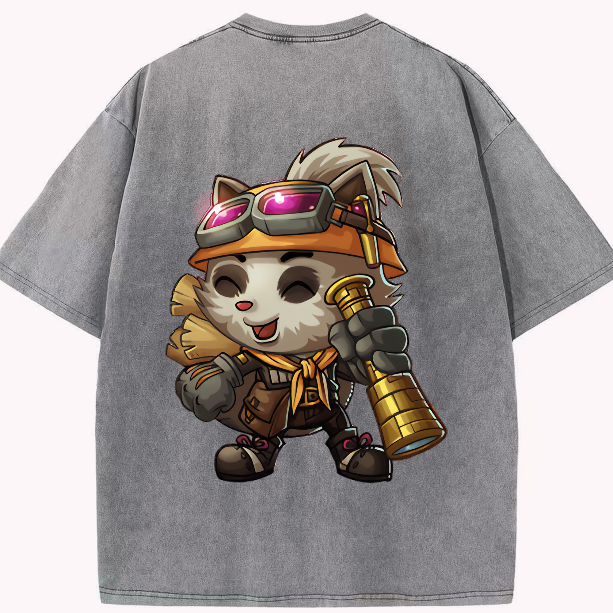 リーグ・オブ・レジェンド League of Legends LOL 綿100% ヴィンテージ風 半袖Tシャツ（背面プリント）
