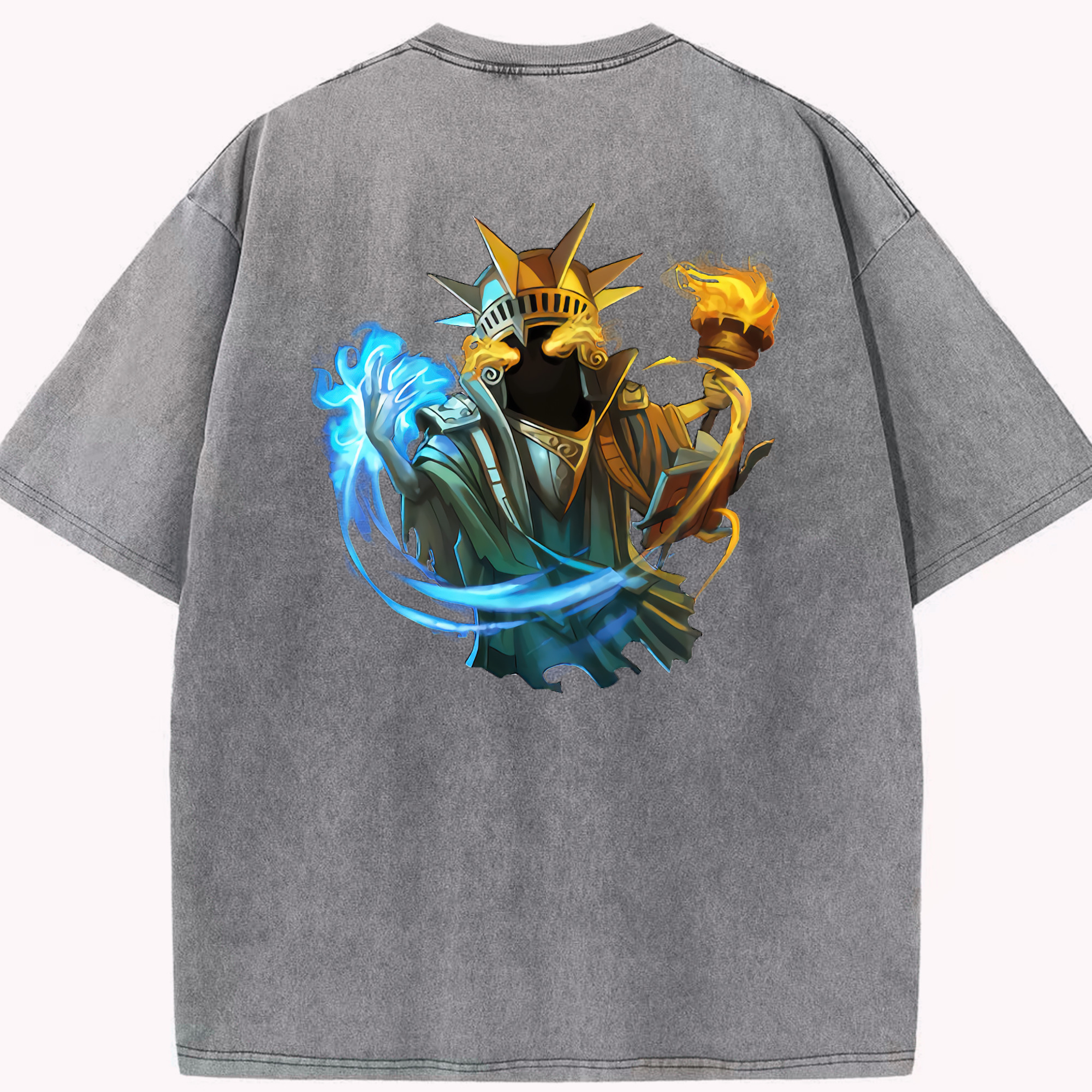リーグ・オブ・レジェンド League of Legends LOL 綿100% ヴィンテージ風 半袖Tシャツ（背面プリント）