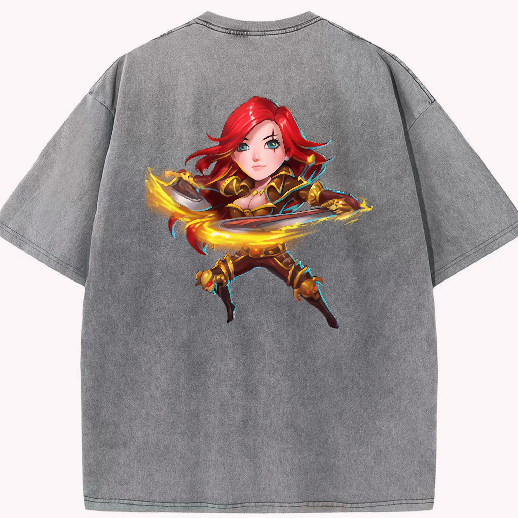 （画像用） リーグ・オブ・レジェンド League of Legends LOL 綿100% ヴィンテージ風 半袖Tシャツ（背面プリント）