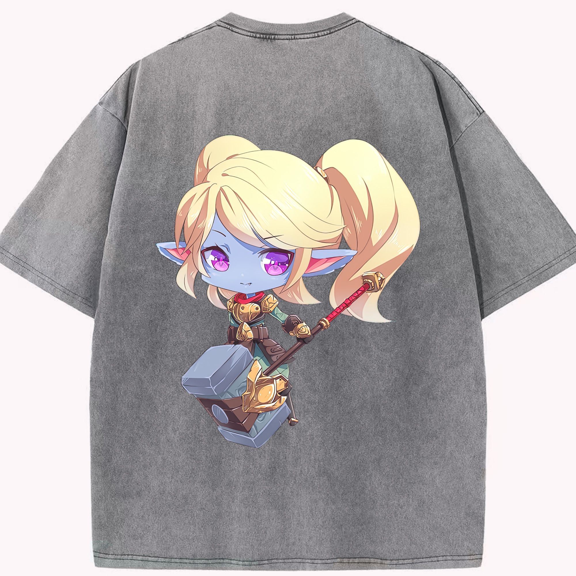 リーグ・オブ・レジェンド League of Legends LOL 綿100% ヴィンテージ風 半袖Tシャツ（背面プリント）