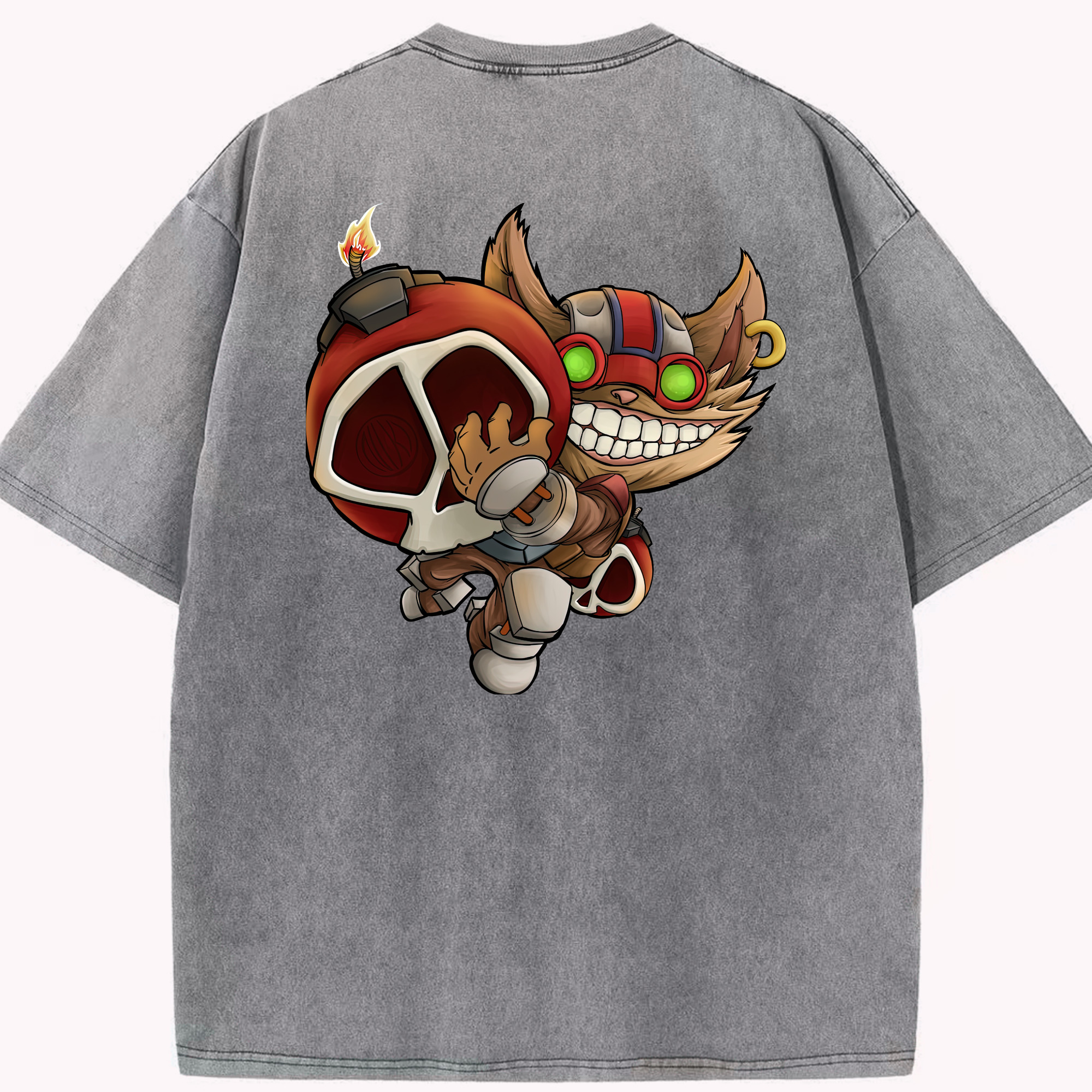 リーグ・オブ・レジェンド League of Legends LOL 綿100% ヴィンテージ風 半袖Tシャツ（背面プリント）