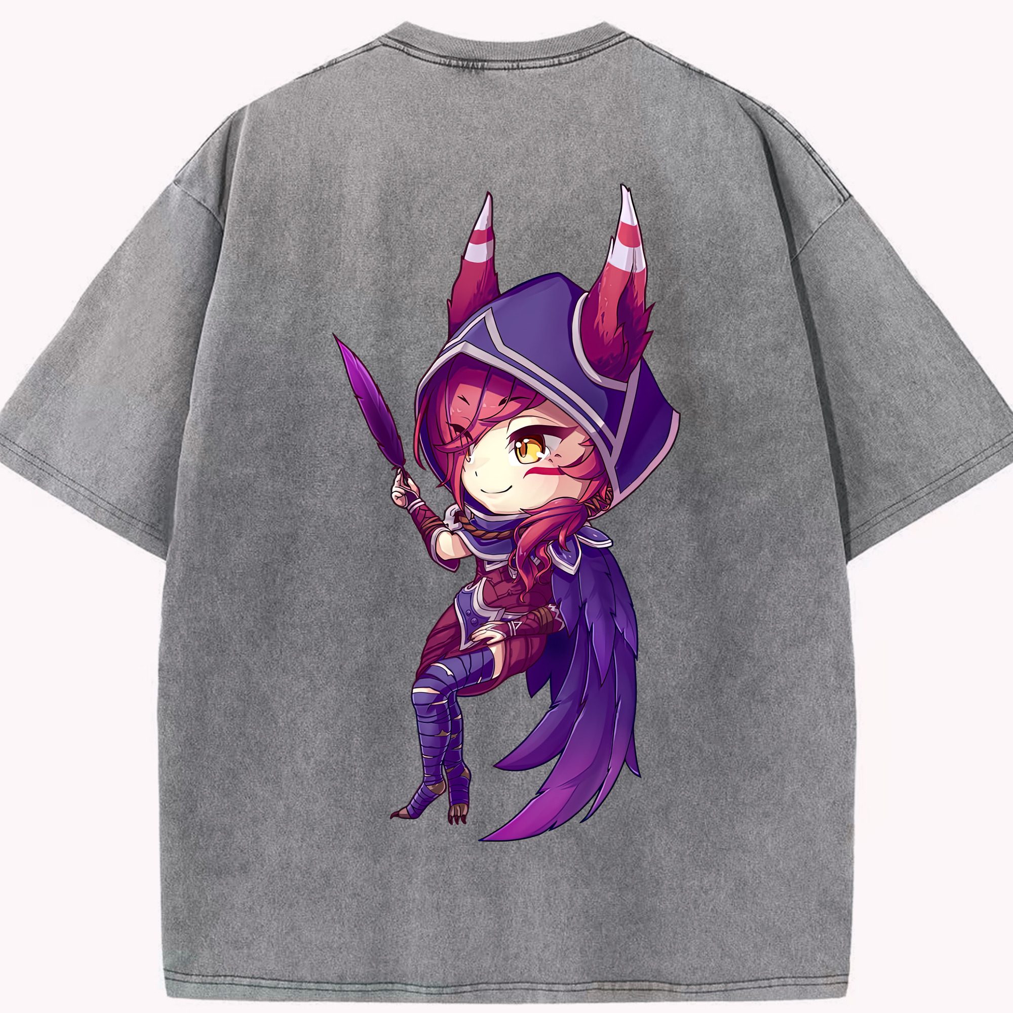 リーグ・オブ・レジェンド League of Legends LOL 綿100% ヴィンテージ風 半袖Tシャツ（背面プリント）