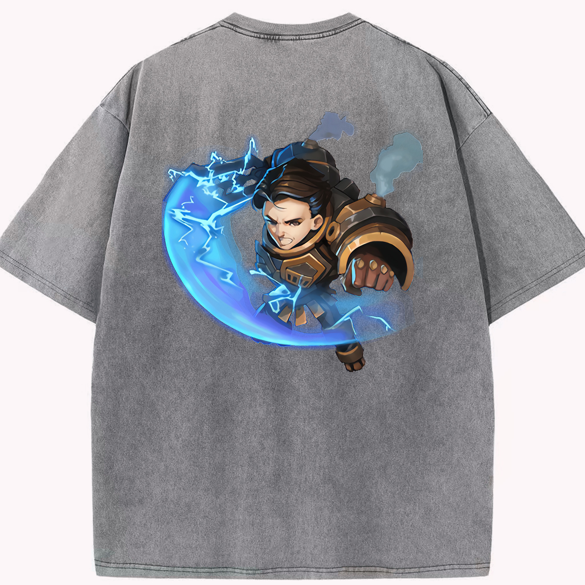 リーグ・オブ・レジェンド League of Legends LOL 綿100% ヴィンテージ風 半袖Tシャツ（背面プリント）