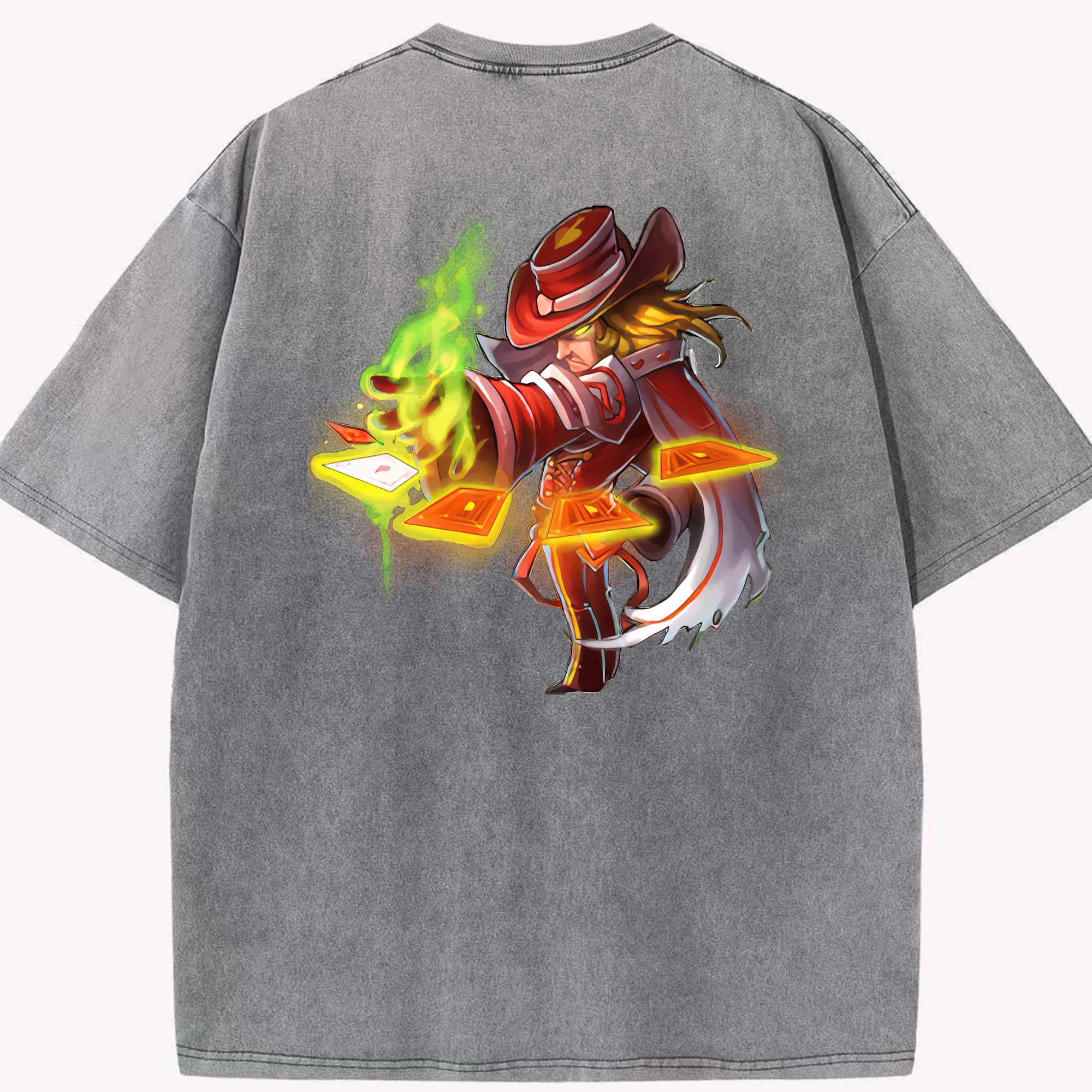 リーグ・オブ・レジェンド League of Legends LOL 綿100% ヴィンテージ風 半袖Tシャツ（背面プリント）