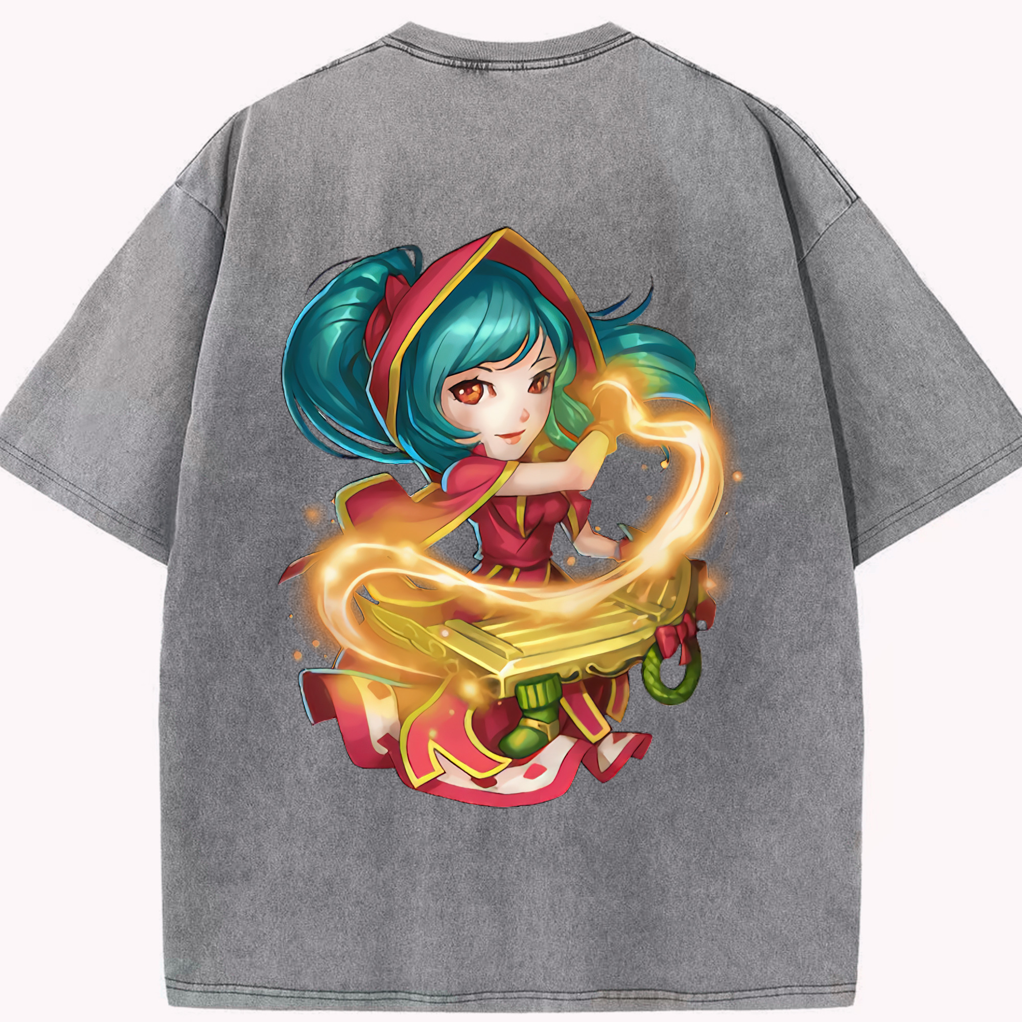 リーグ・オブ・レジェンド League of Legends LOL 綿100% ヴィンテージ風 半袖Tシャツ（背面プリント）