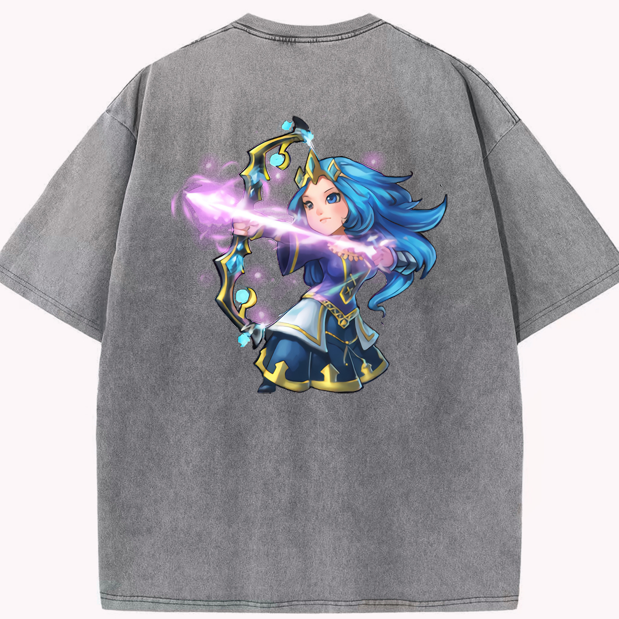 リーグ・オブ・レジェンド League of Legends LOL 綿100% ヴィンテージ風 半袖Tシャツ（背面プリント）