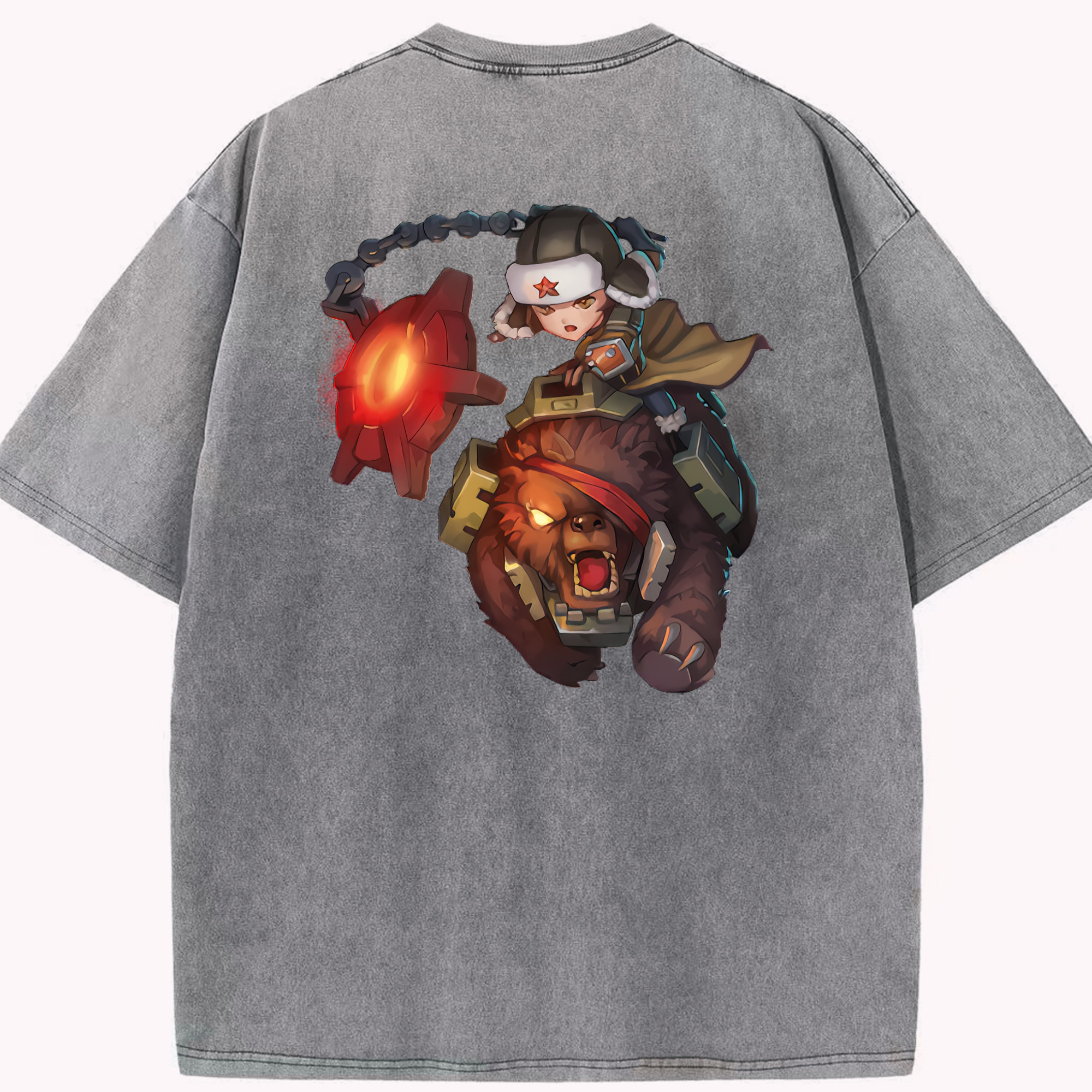 リーグ・オブ・レジェンド League of Legends LOL 綿100% ヴィンテージ風 半袖Tシャツ（背面プリント）