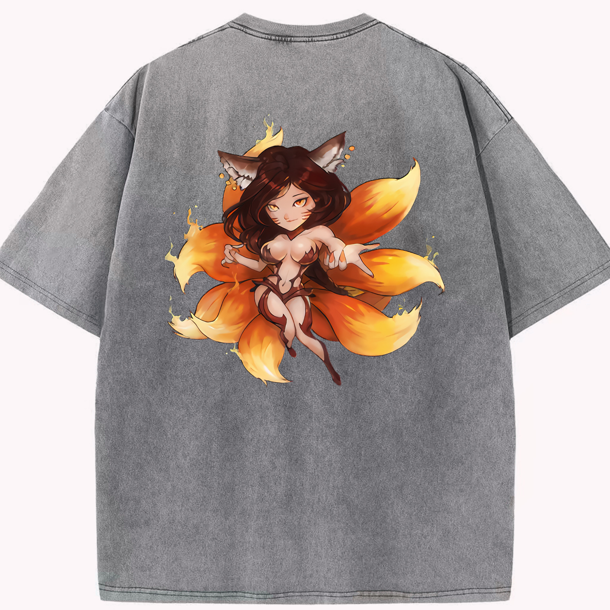 リーグ・オブ・レジェンド League of Legends LOL 綿100% ヴィンテージ風 半袖Tシャツ（背面プリント）