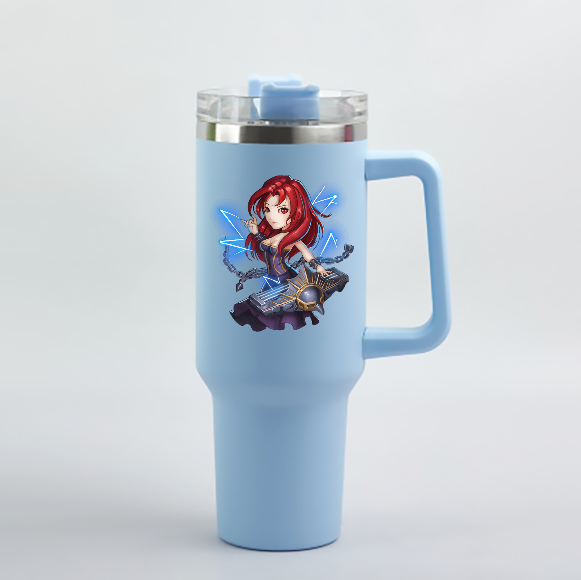 （画像用） リーグ・オブ・レジェンド League of Legends LOL 1200mL車用タンブラー - クリスタルステッカー（プラスチックストロー付き）