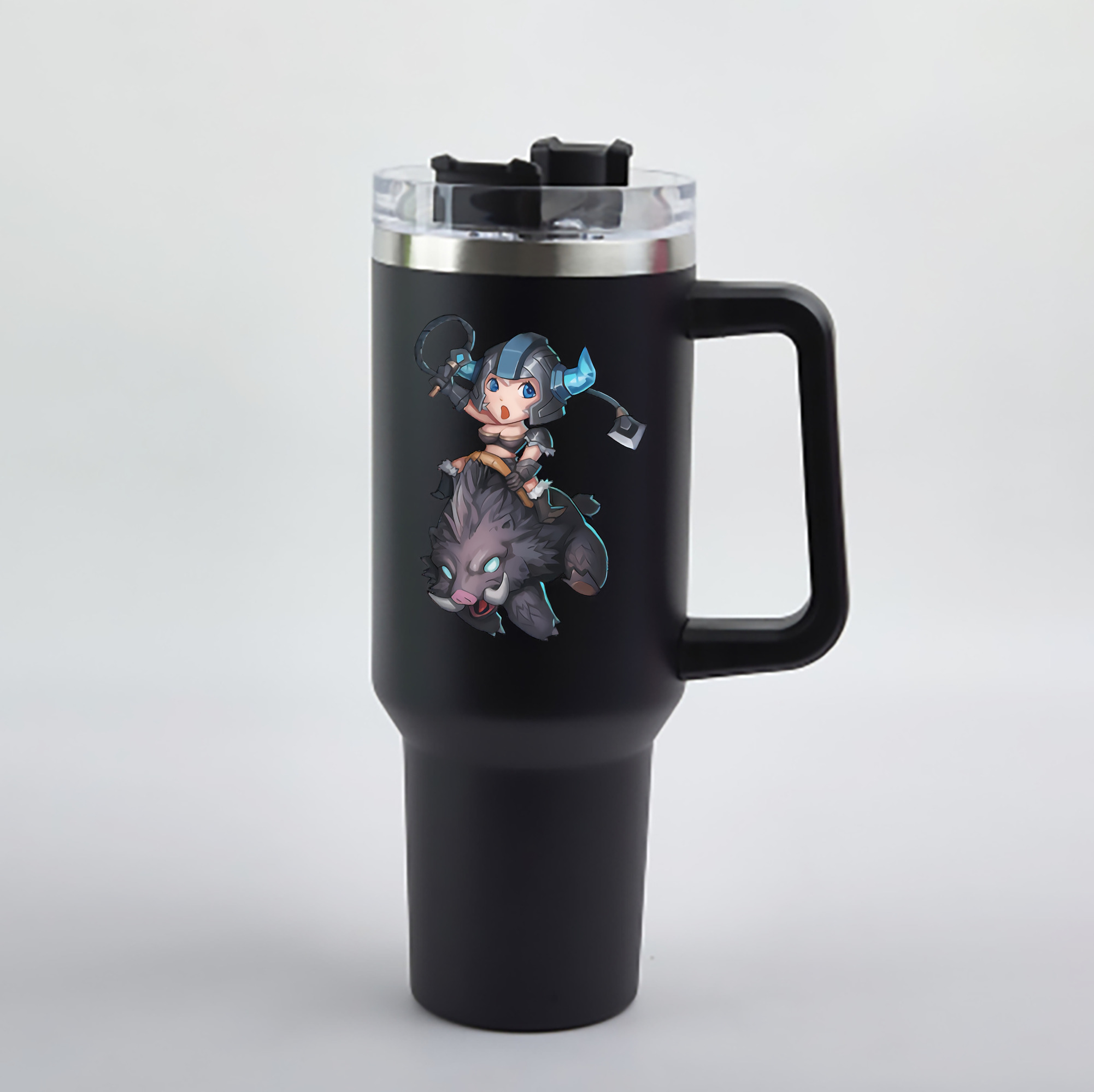 （画像用） リーグ・オブ・レジェンド League of Legends LOL 1200mL車用タンブラー - クリスタルステッカー（プラスチックストロー付き）