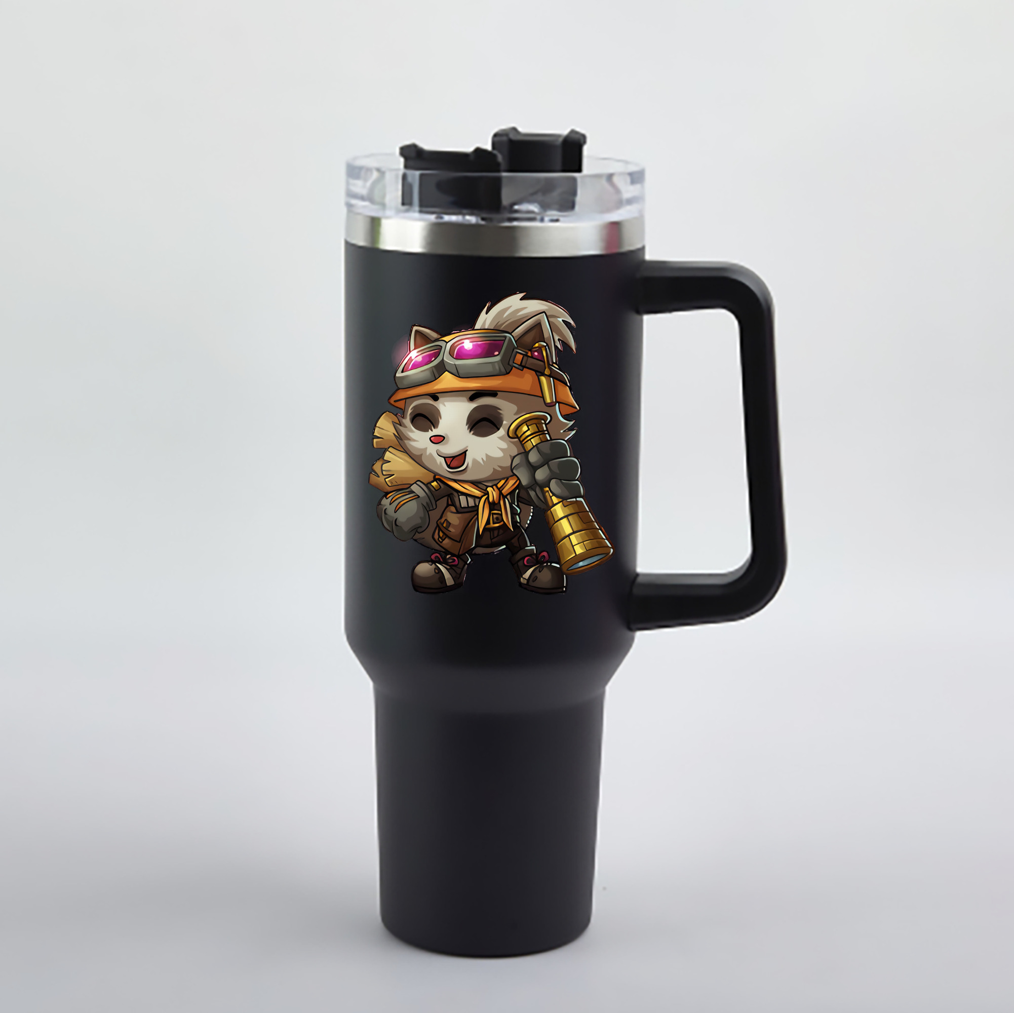 （画像用） リーグ・オブ・レジェンド League of Legends LOL 1200mL車用タンブラー - クリスタルステッカー（プラスチックストロー付き）