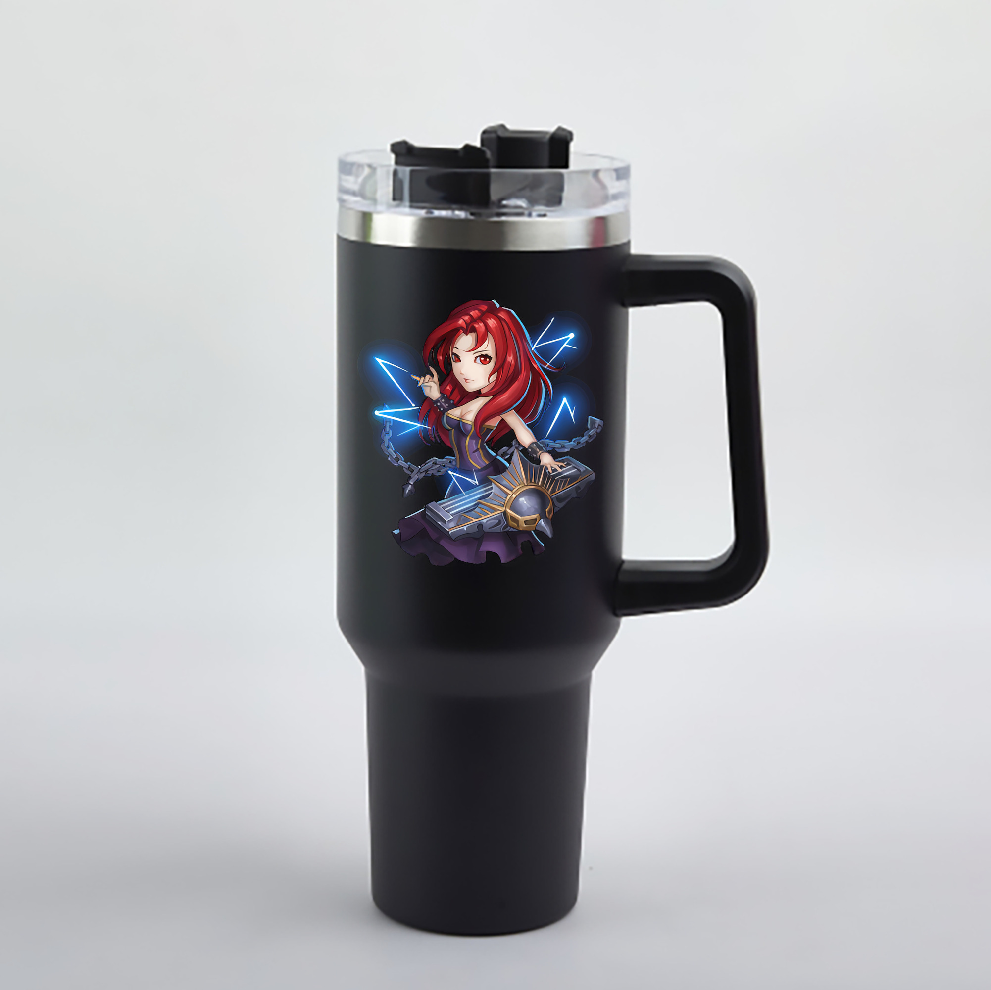 （画像用） リーグ・オブ・レジェンド League of Legends LOL 1200mL車用タンブラー - クリスタルステッカー（プラスチックストロー付き）